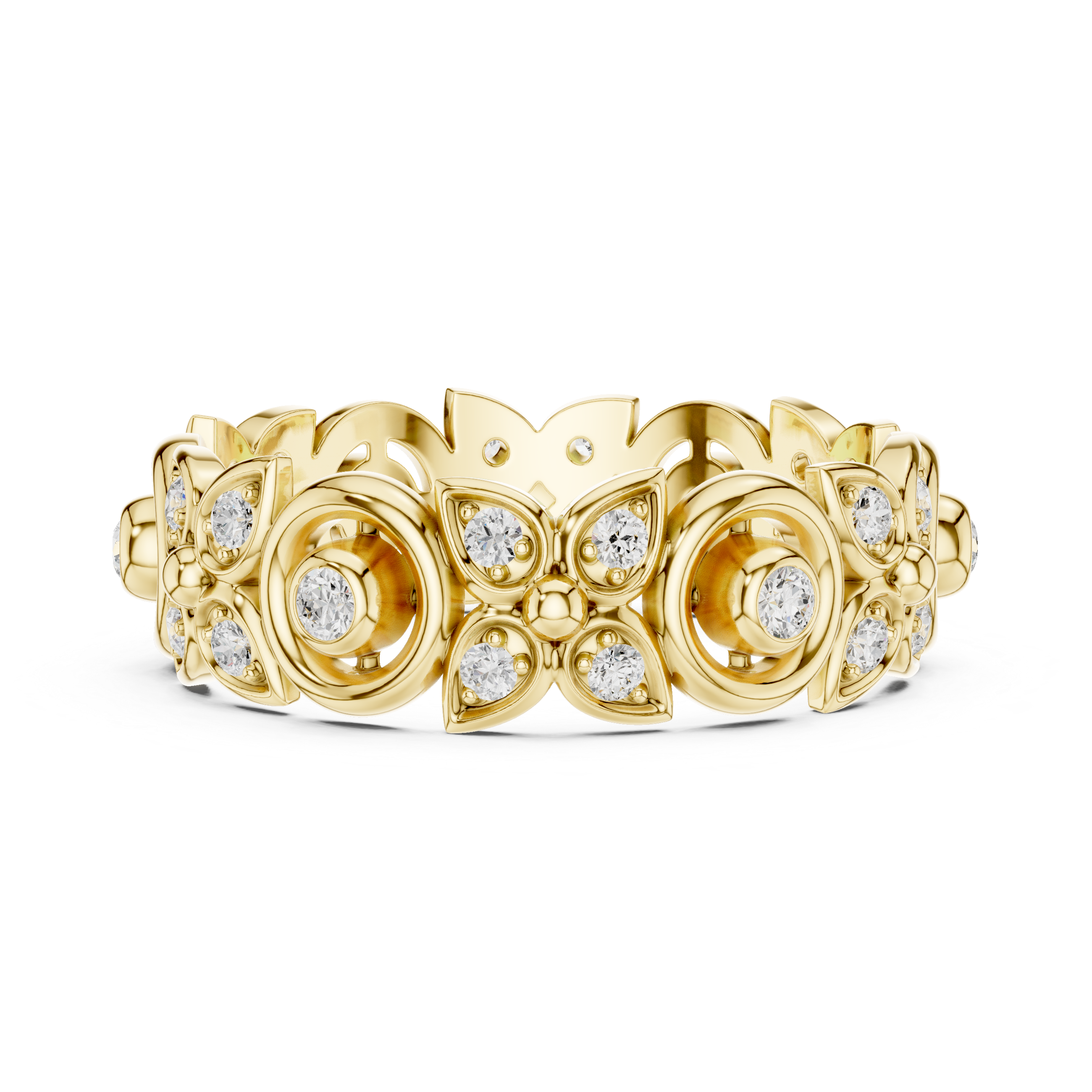 Vintage Halo Diamond Eternity Ring in Rose Gold