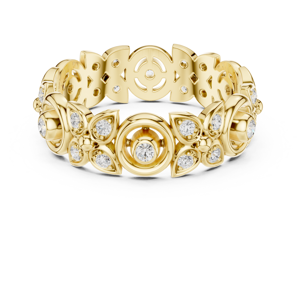 Vintage Halo Diamond Eternity Ring in Rose Gold