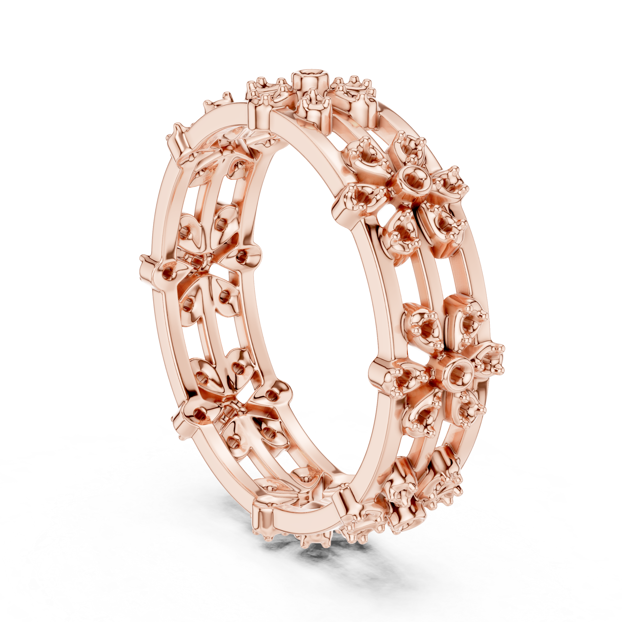 Vintage Floral Diamond Eternity Band in Rose Gold