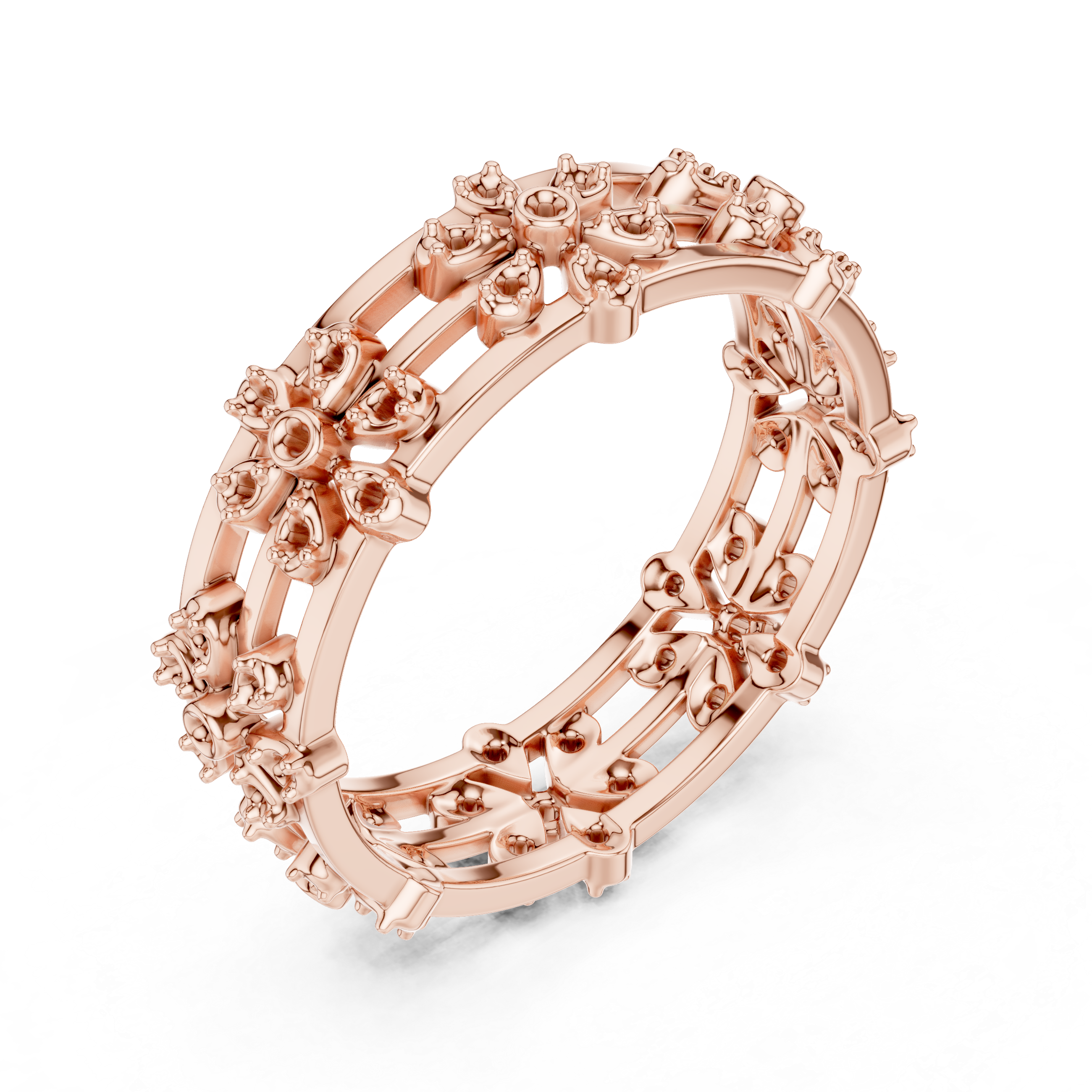 Vintage Floral Diamond Eternity Band in Rose Gold