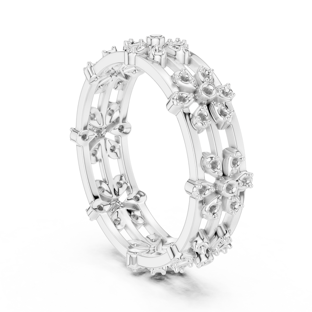 Vintage Floral Diamond Eternity Band in Rose Gold