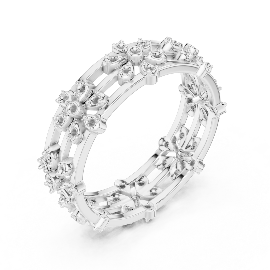 Vintage Floral Diamond Eternity Band in Rose Gold