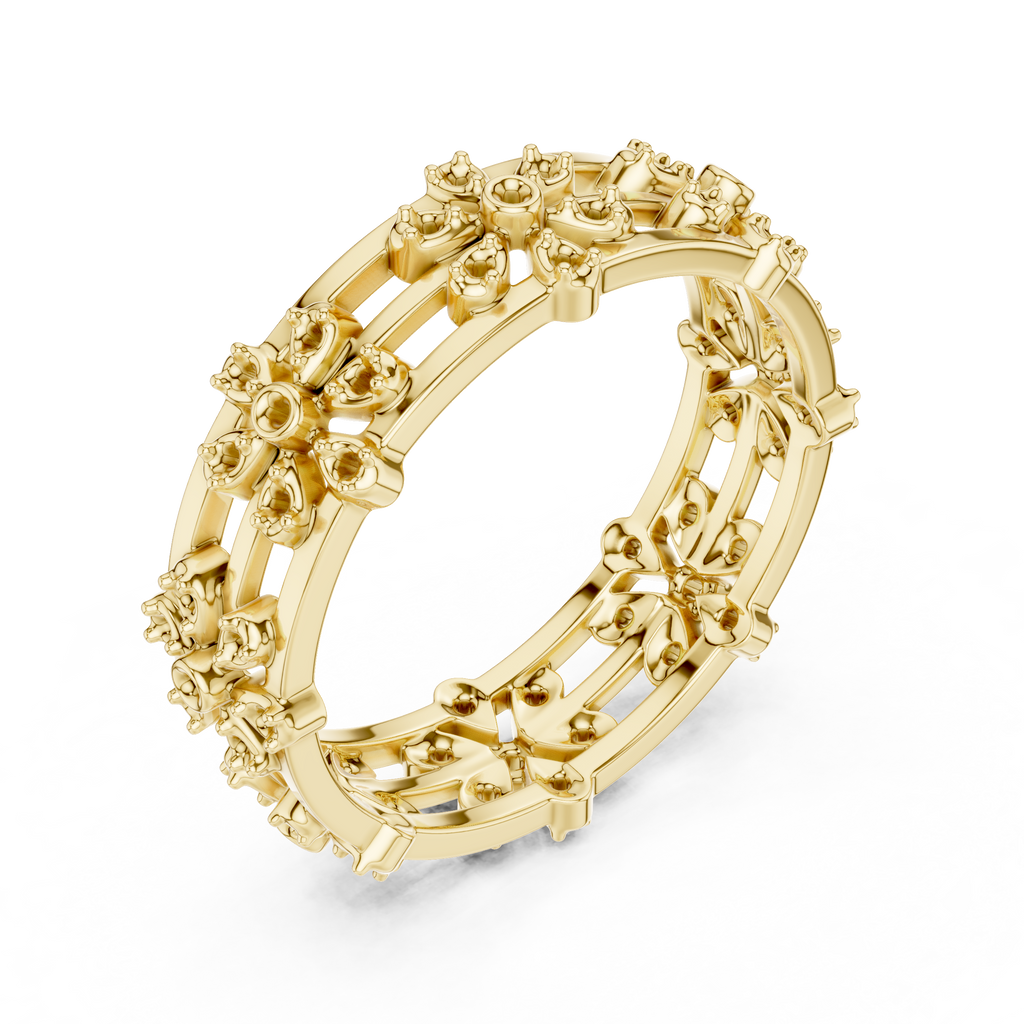 Vintage Floral Diamond Eternity Band in Rose Gold