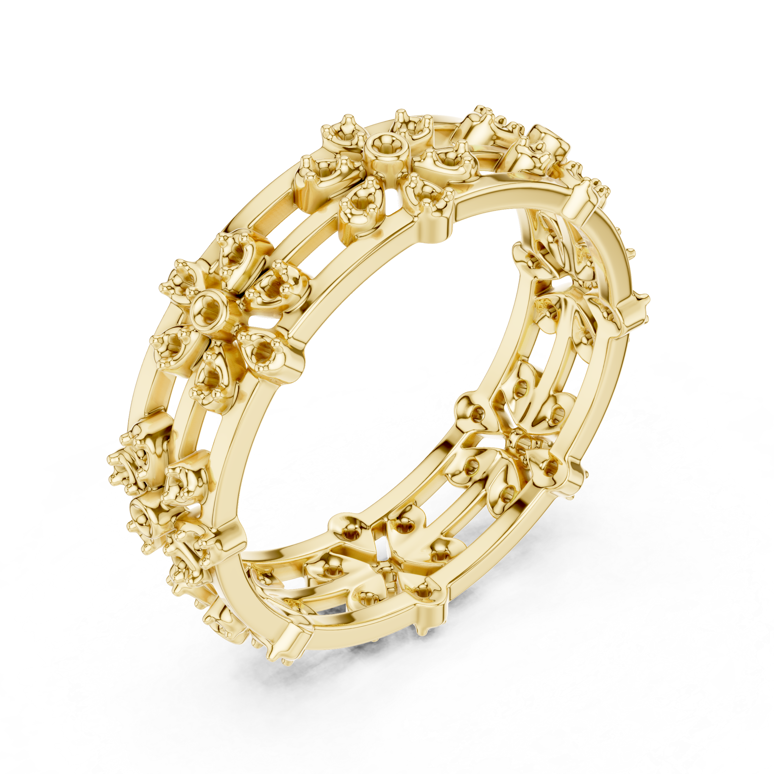 Vintage Floral Diamond Eternity Band in Rose Gold
