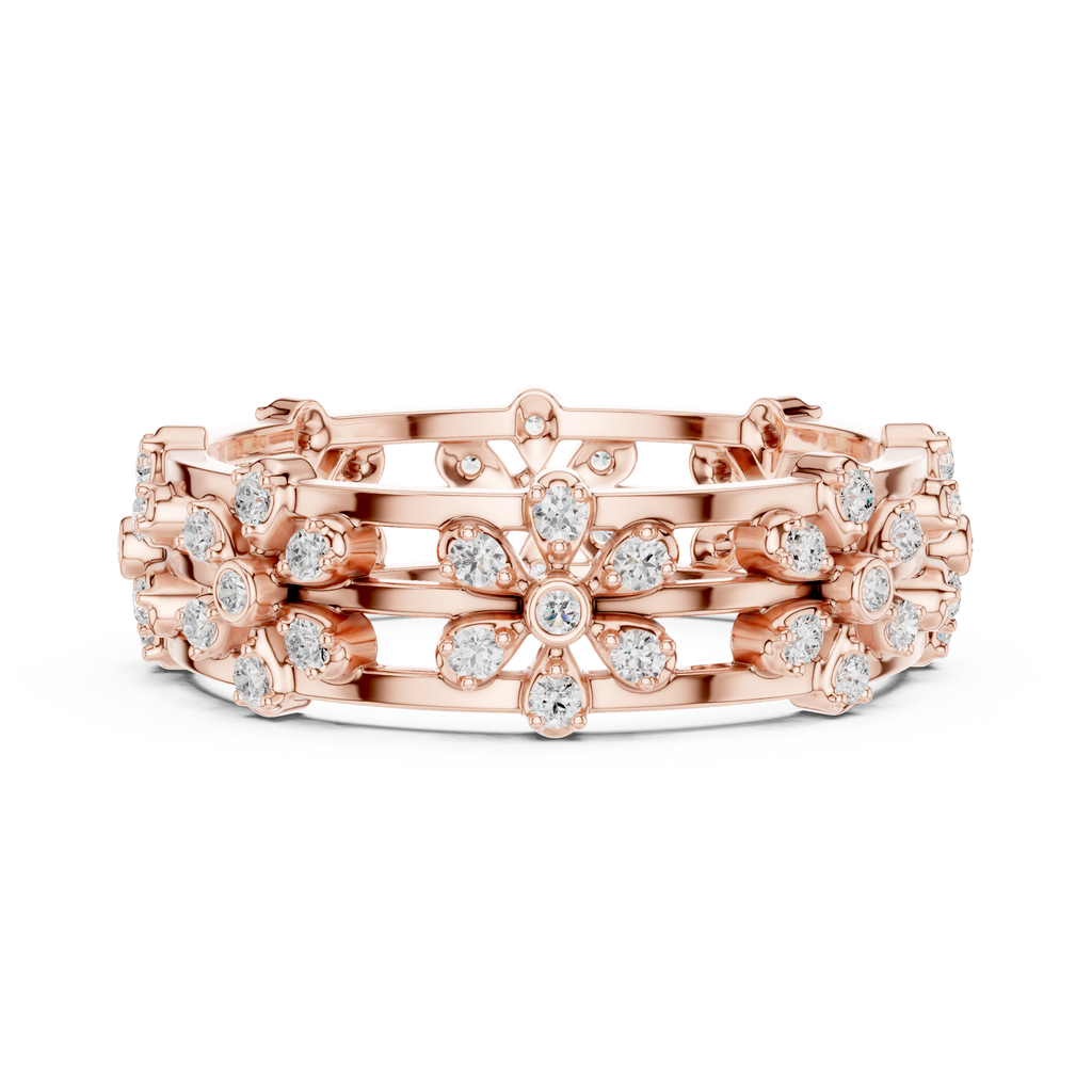 Vintage Floral Diamond Eternity Band in Rose Gold