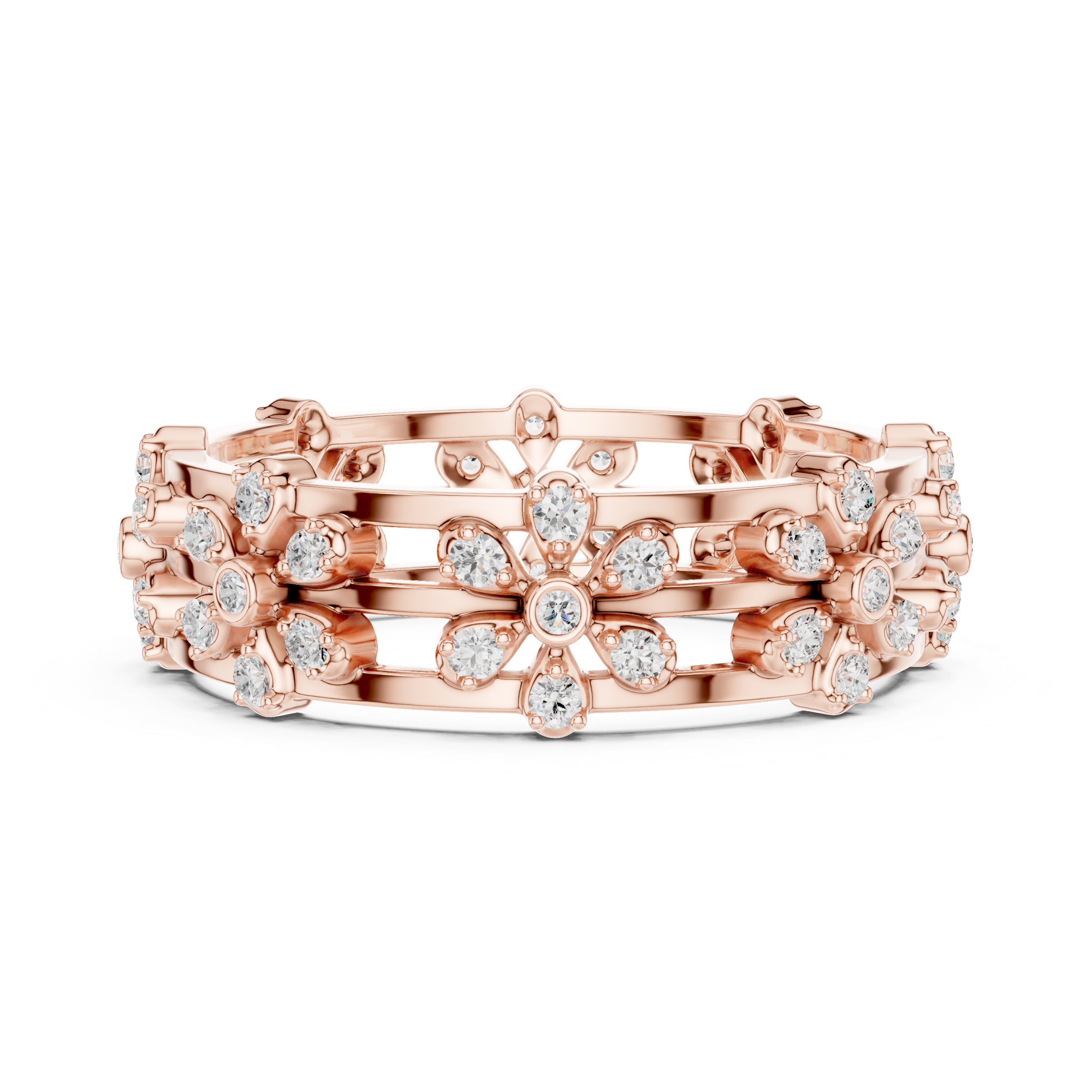 Vintage Floral Diamond Eternity Band in Rose Gold