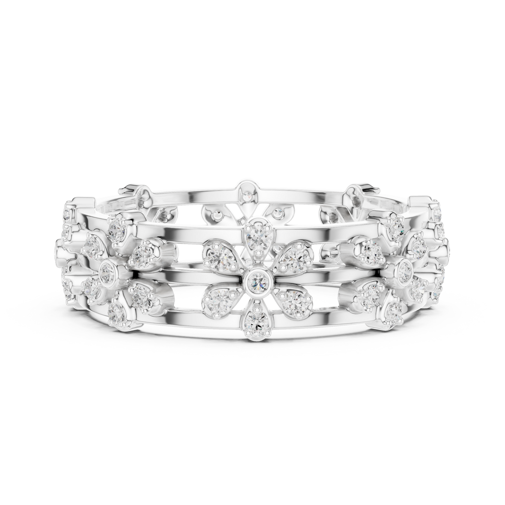 Vintage Floral Diamond Eternity Band in Rose Gold