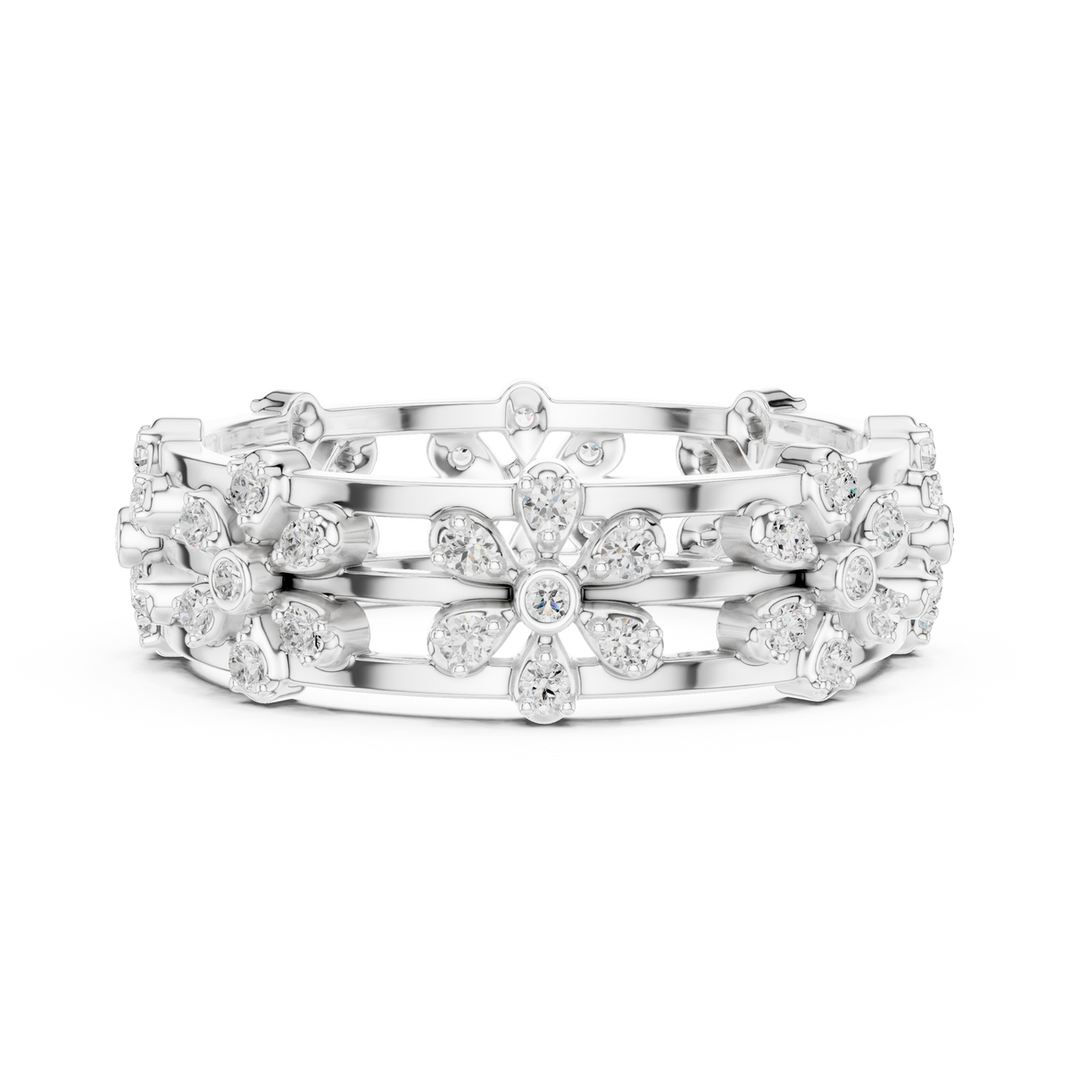 Vintage Floral Diamond Eternity Band – Style R37 – view 1 of 12, lab grown diamond band | Jewelix Atelier