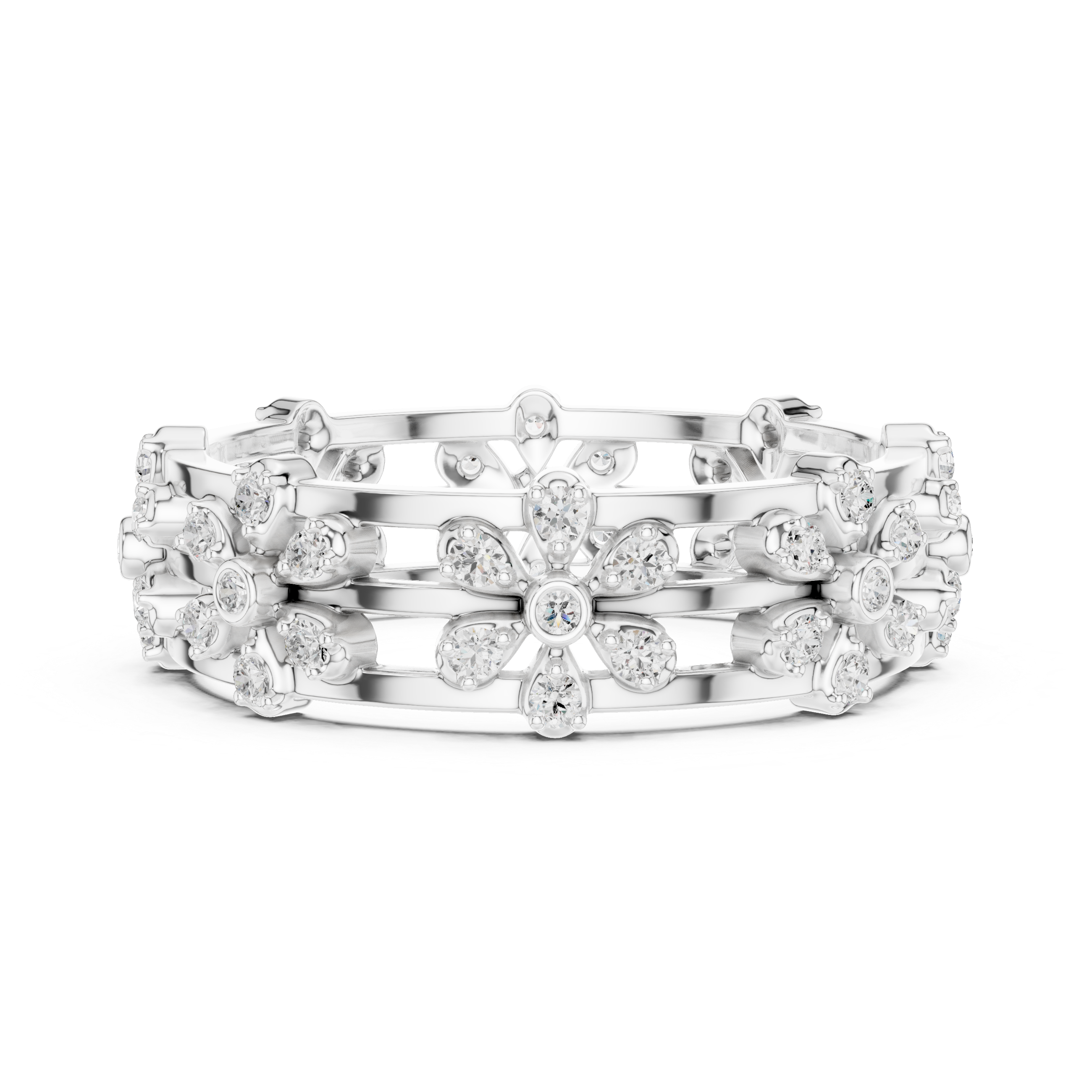 Vintage Floral Diamond Eternity Band in Rose Gold