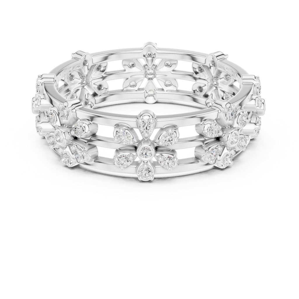 Vintage Floral Diamond Eternity Band in Rose Gold