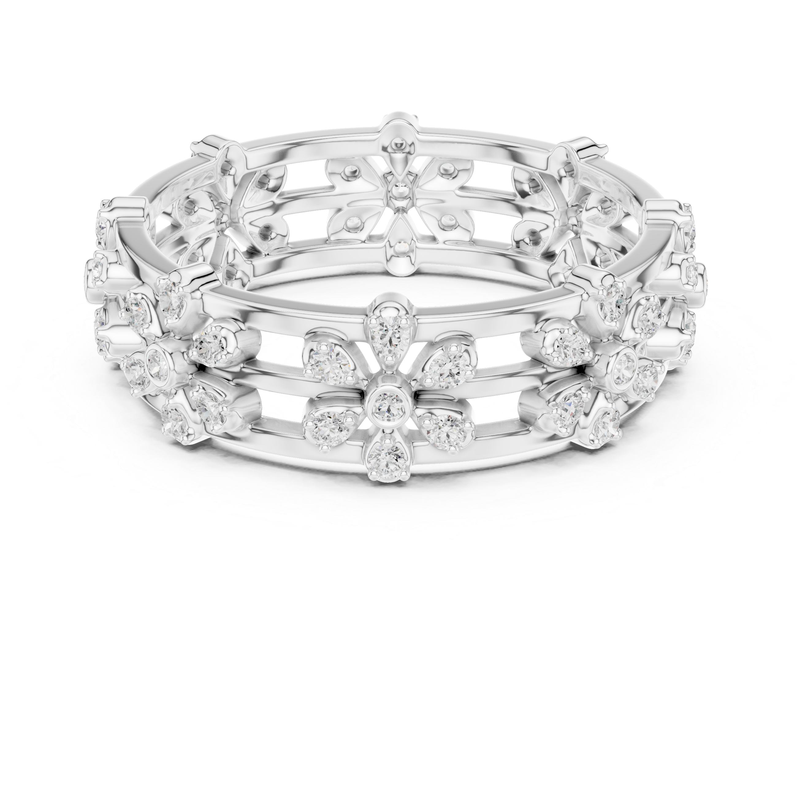 Vintage Floral Diamond Eternity Band in Rose Gold