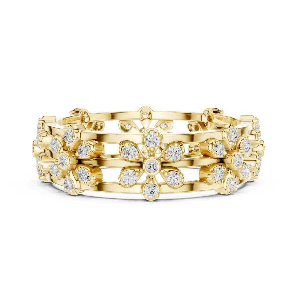 Vintage Floral Diamond Eternity Band in Rose Gold