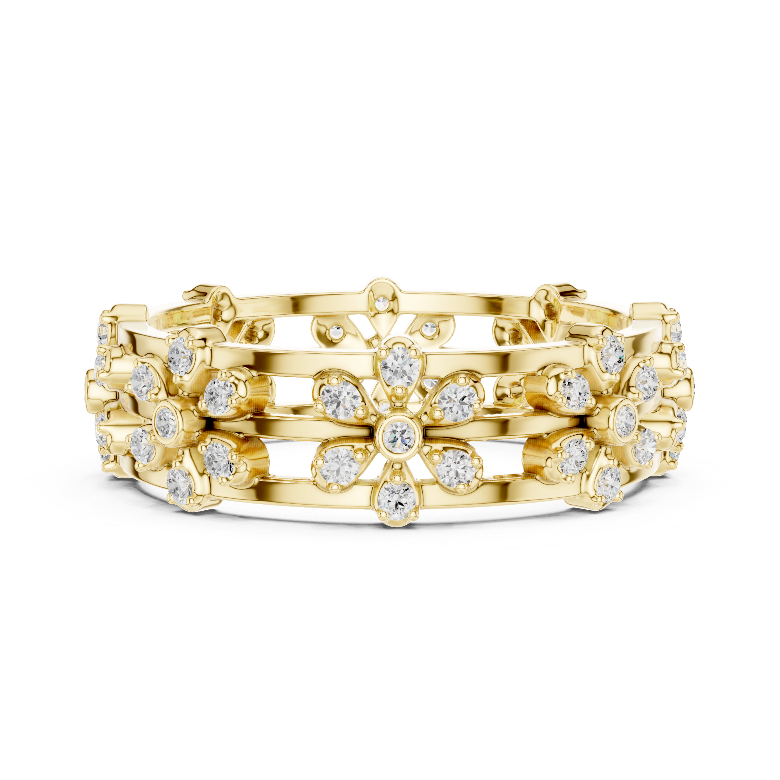 Vintage Floral Diamond Eternity Band in Rose Gold