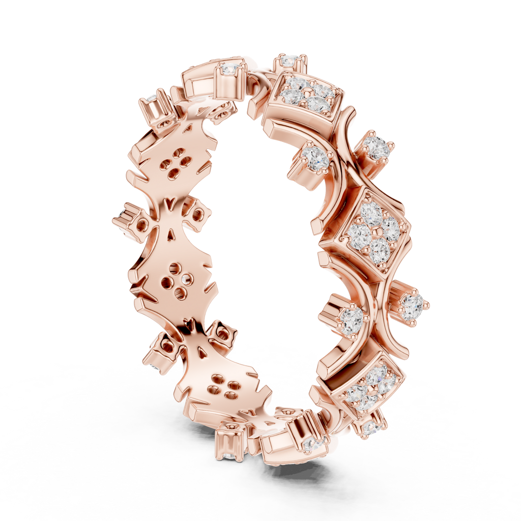 Vintage Geometric Diamond Eternity Ring in Rose Gold