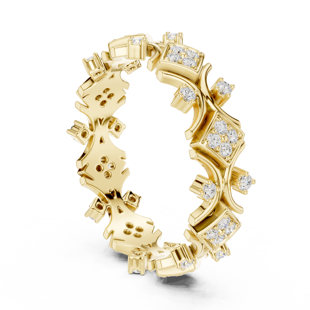 Vintage Geometric Diamond Eternity Ring in Rose Gold