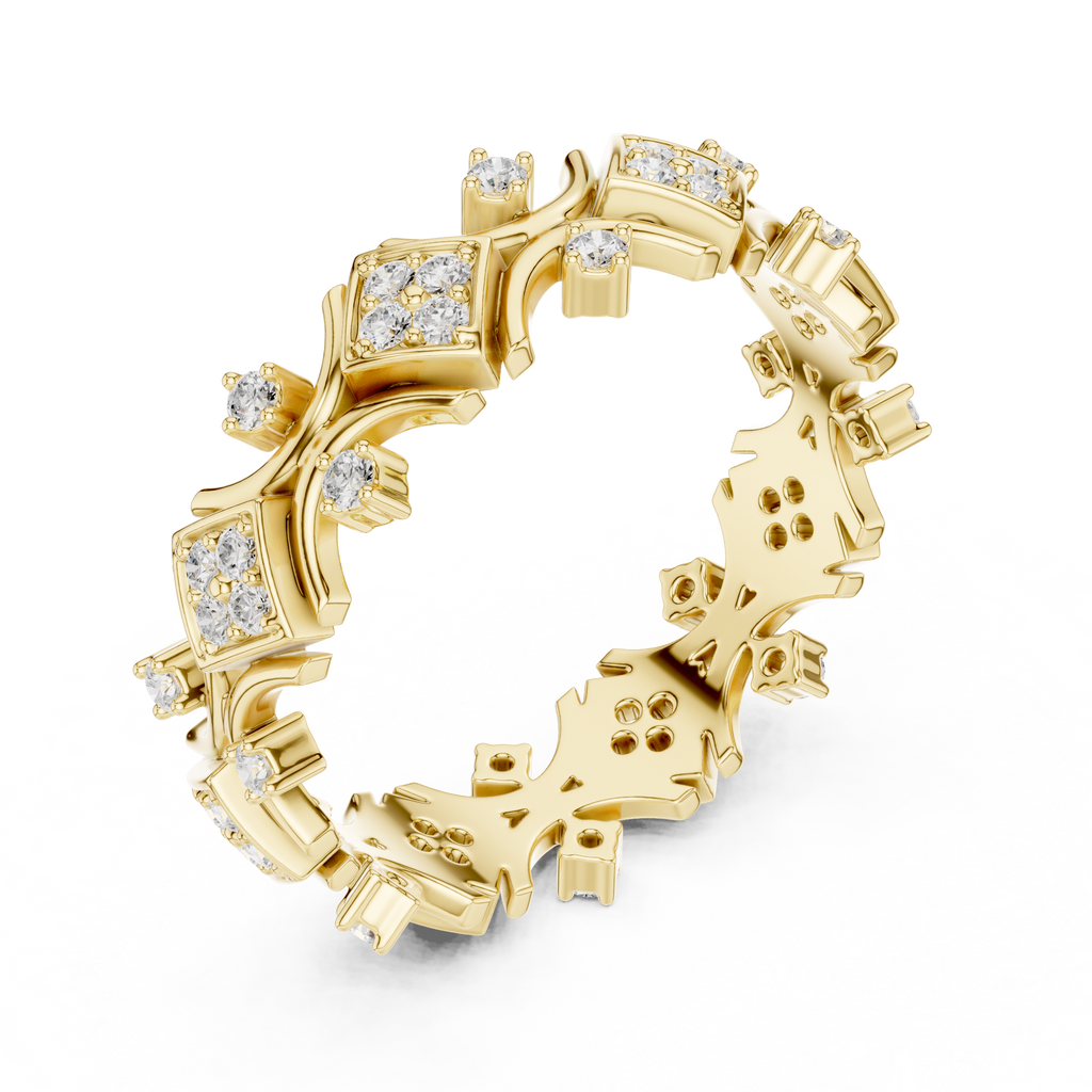 Vintage Geometric Diamond Eternity Ring in Rose Gold