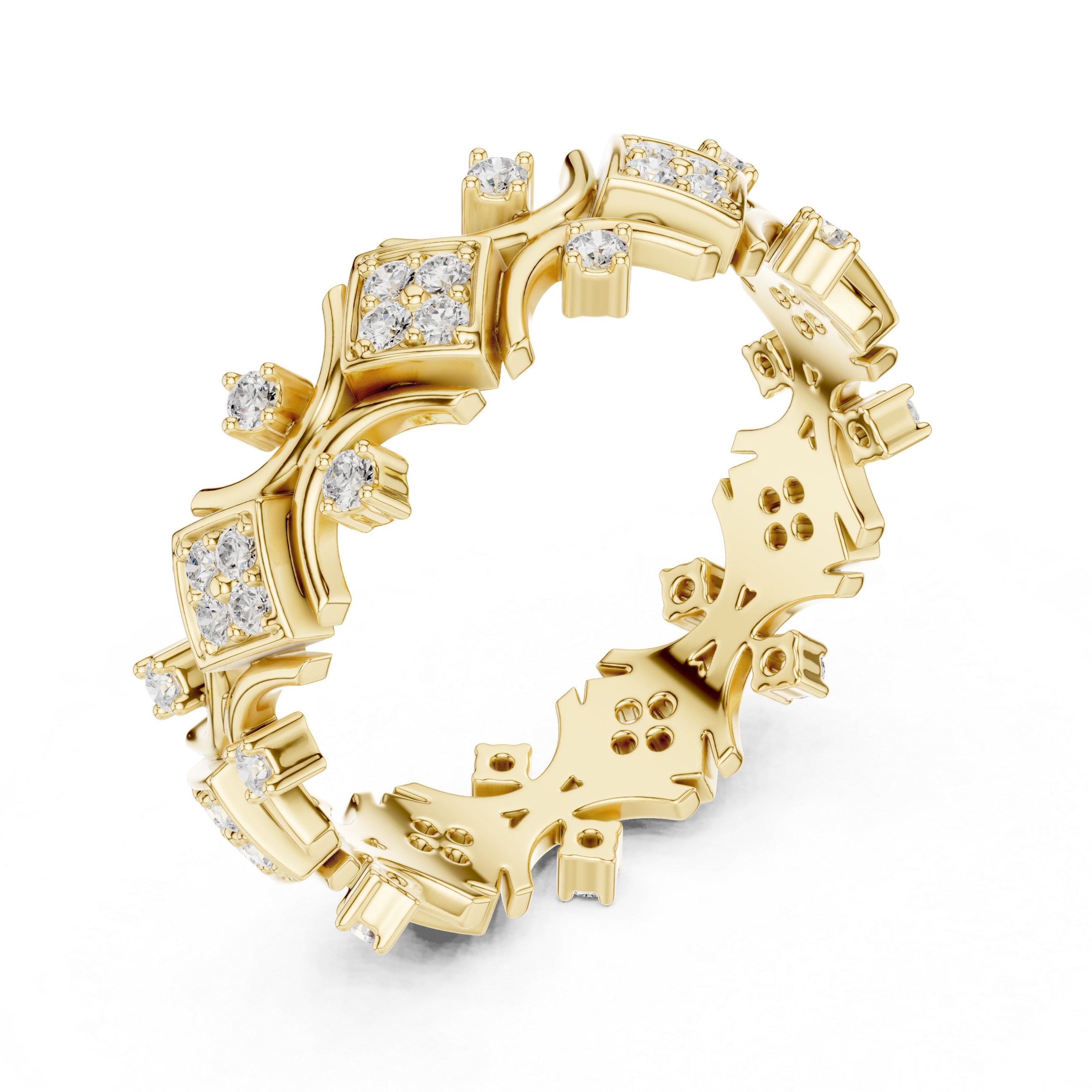 Vintage Geometric Diamond Eternity Ring in Rose Gold