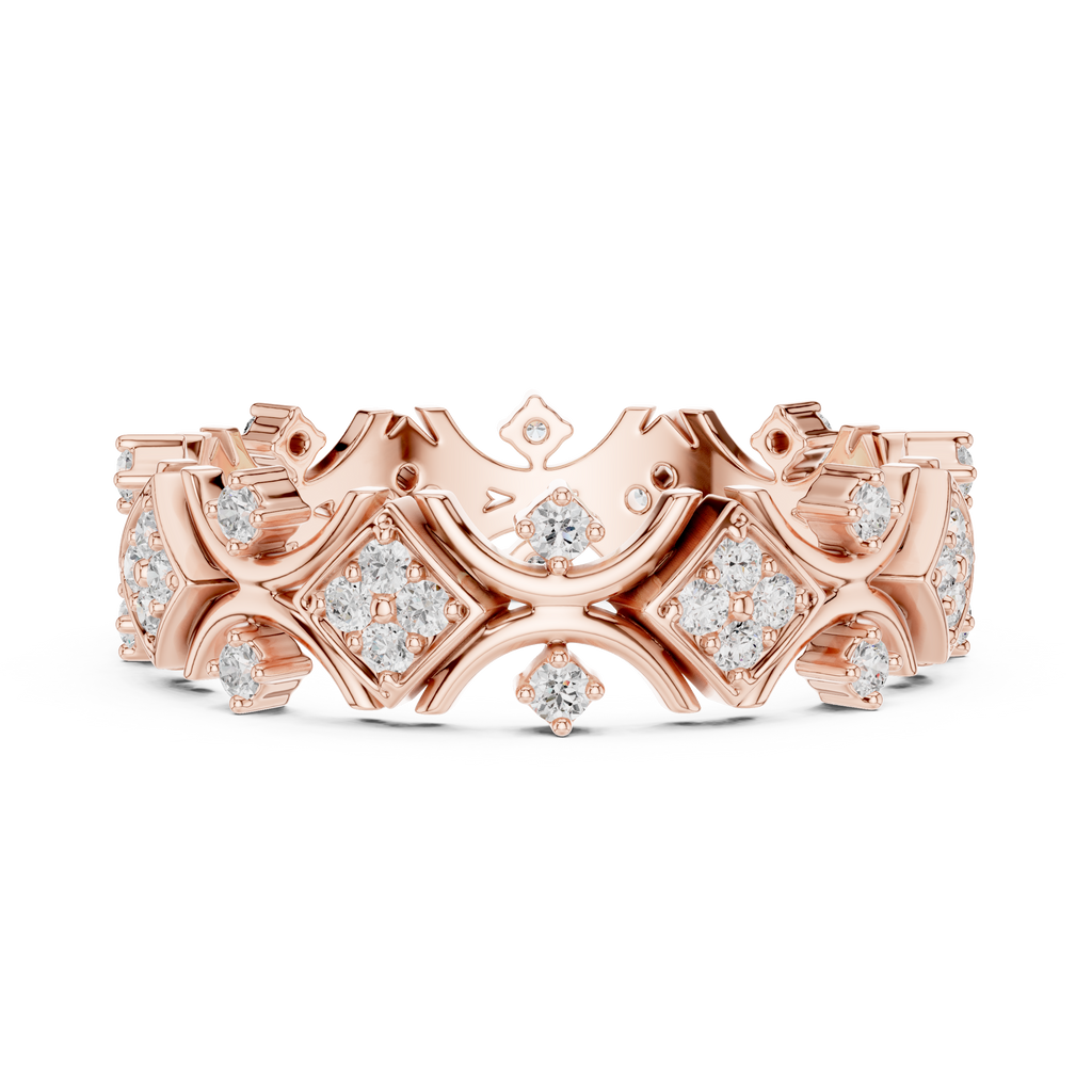 Vintage Geometric Diamond Eternity Ring in Rose Gold