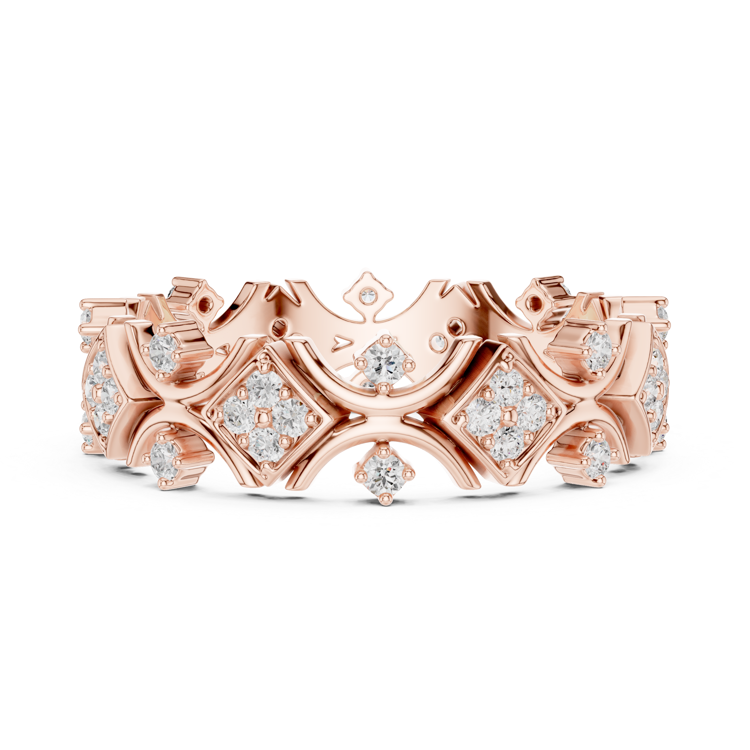 Vintage Geometric Diamond Eternity Ring in Rose Gold