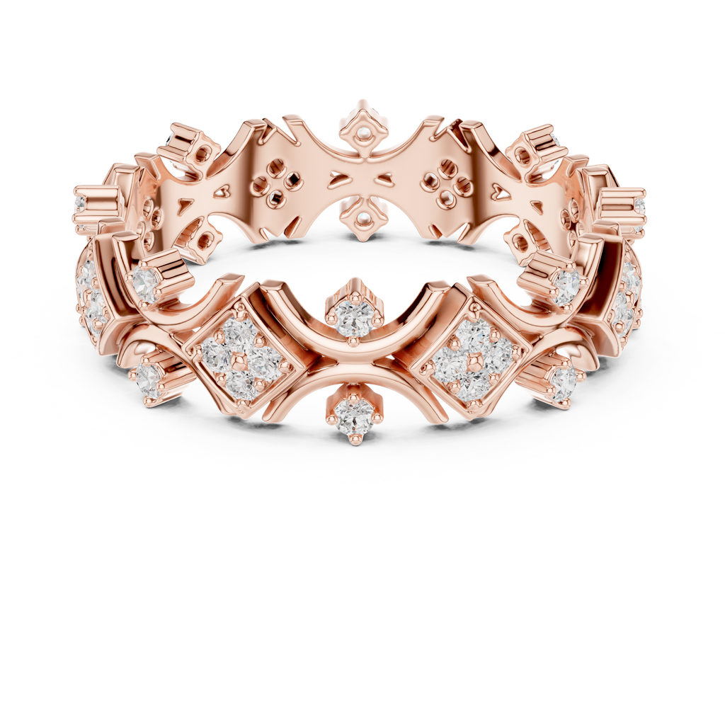 Vintage Geometric Diamond Eternity Ring in Rose Gold
