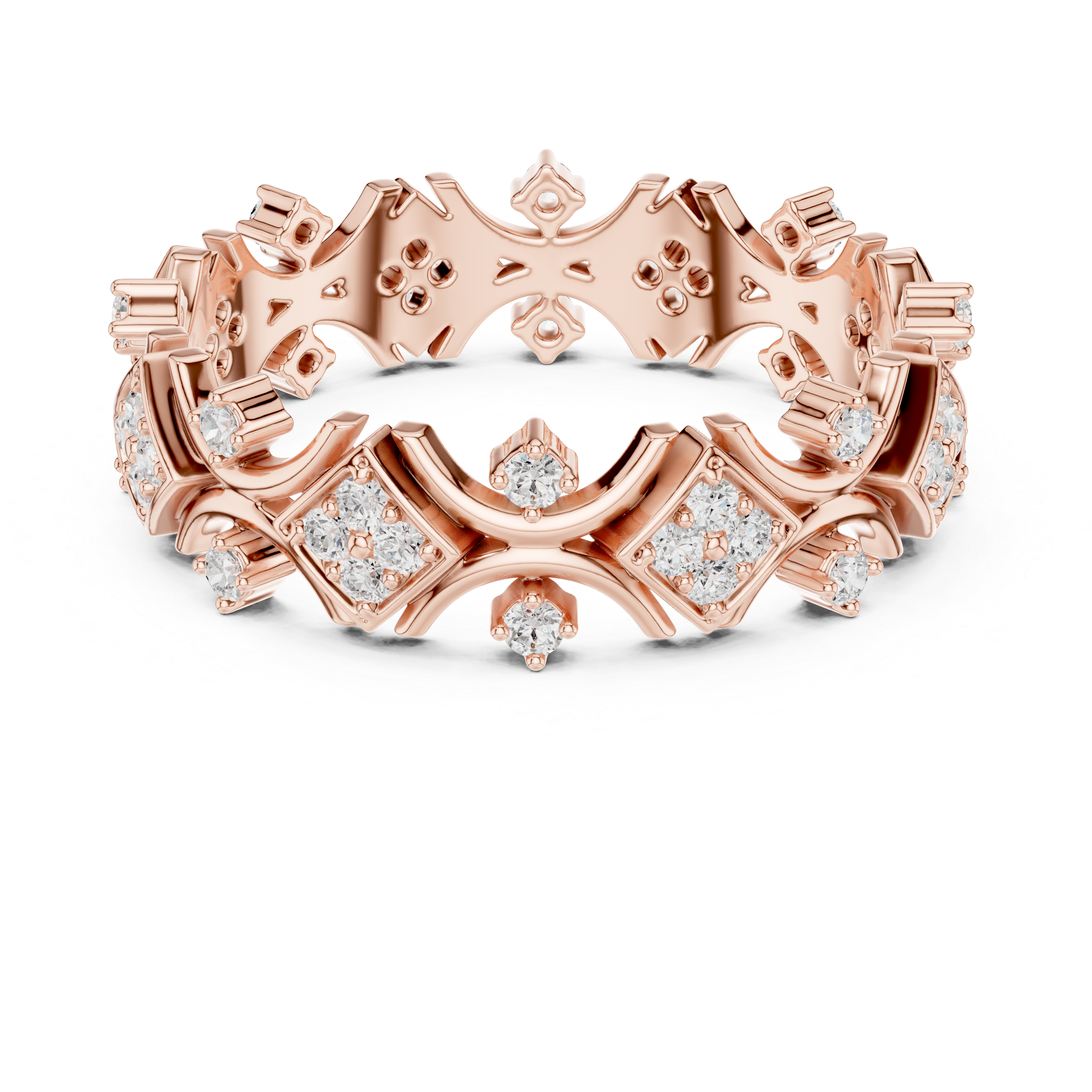 Vintage Geometric Diamond Eternity Ring in Rose Gold