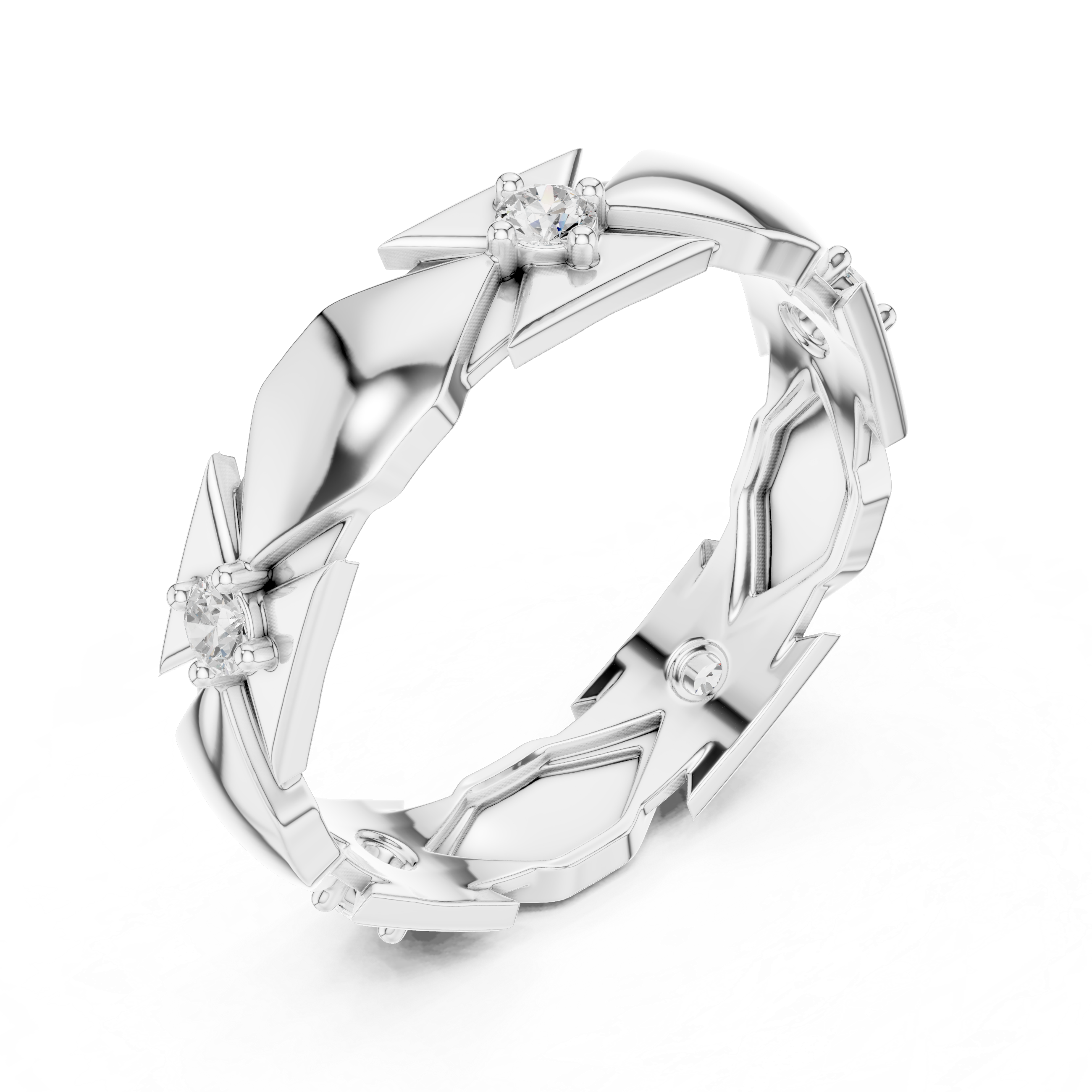 Minimal Bezel Diamond Wedding Band Ring
