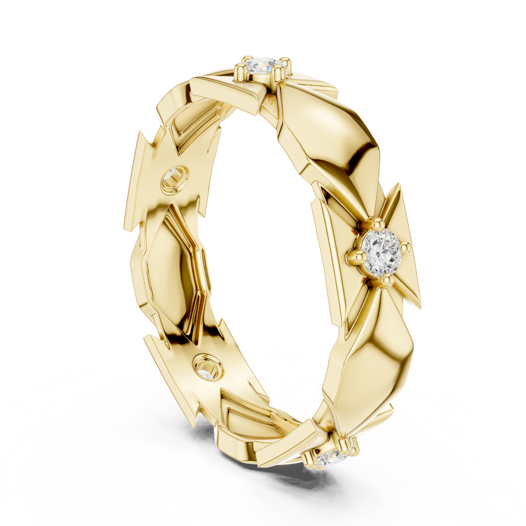 Minimal Bezel Diamond Wedding Band Ring