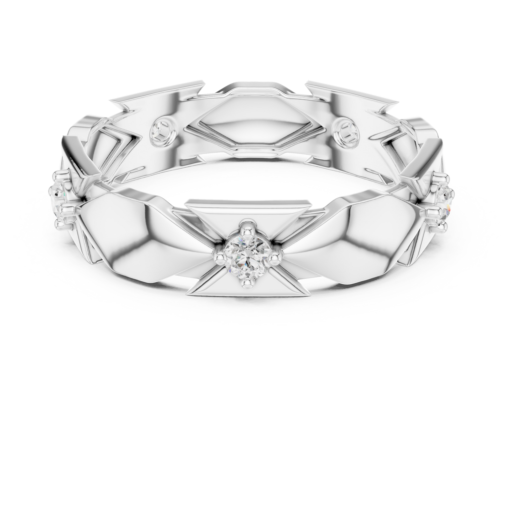 Minimal Bezel Diamond Wedding Band Ring