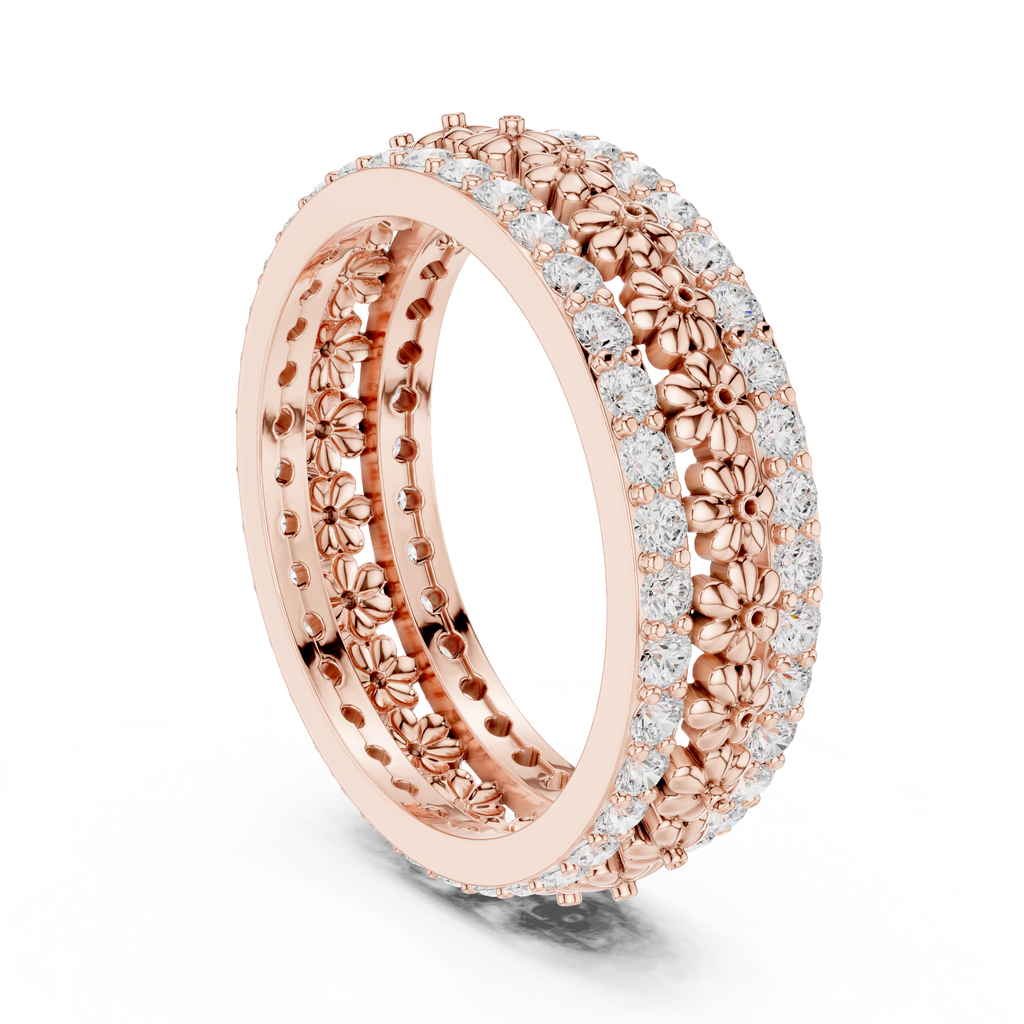 Floral Diamond Eternity Band in Rose Gold