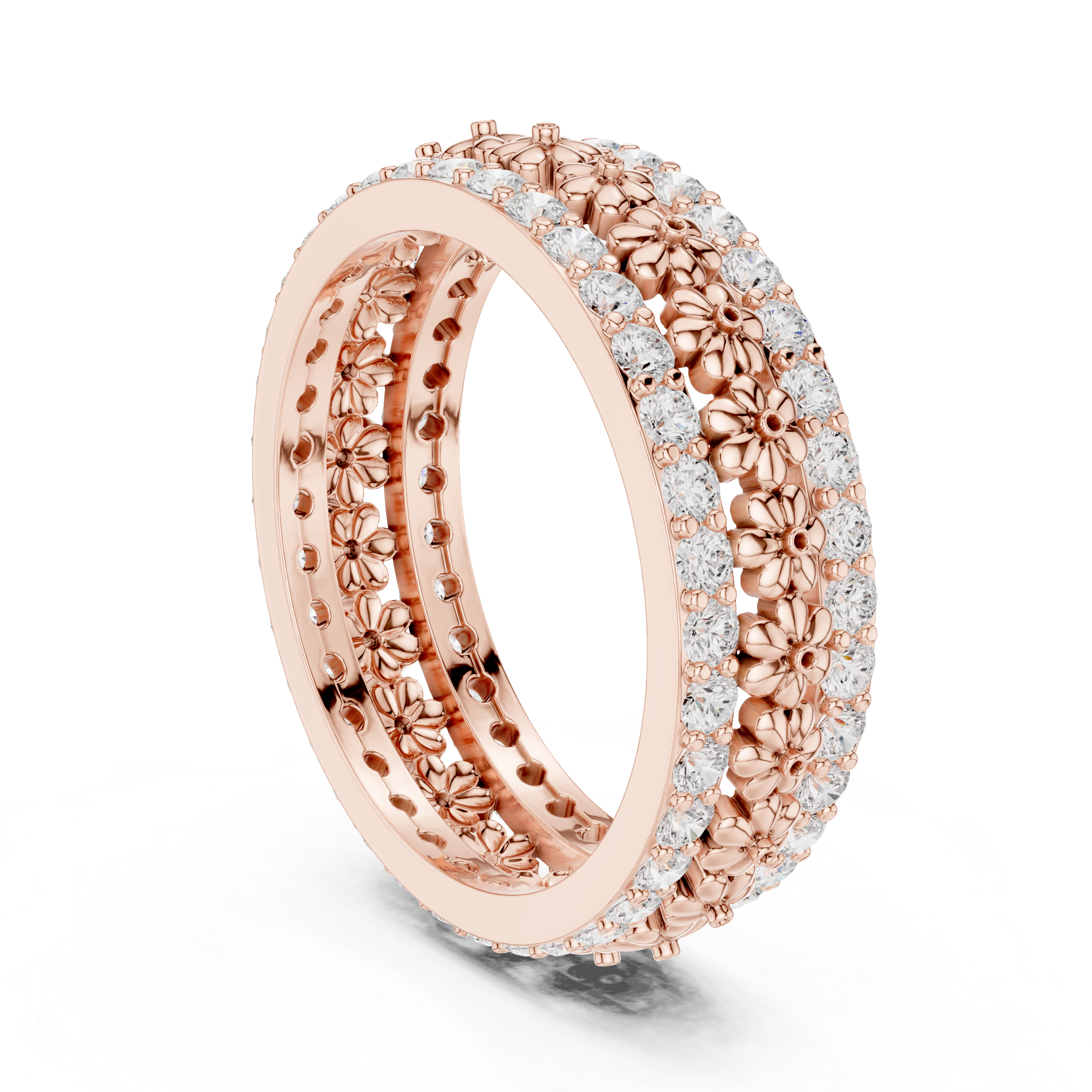 Floral Diamond Eternity Band in Rose Gold
