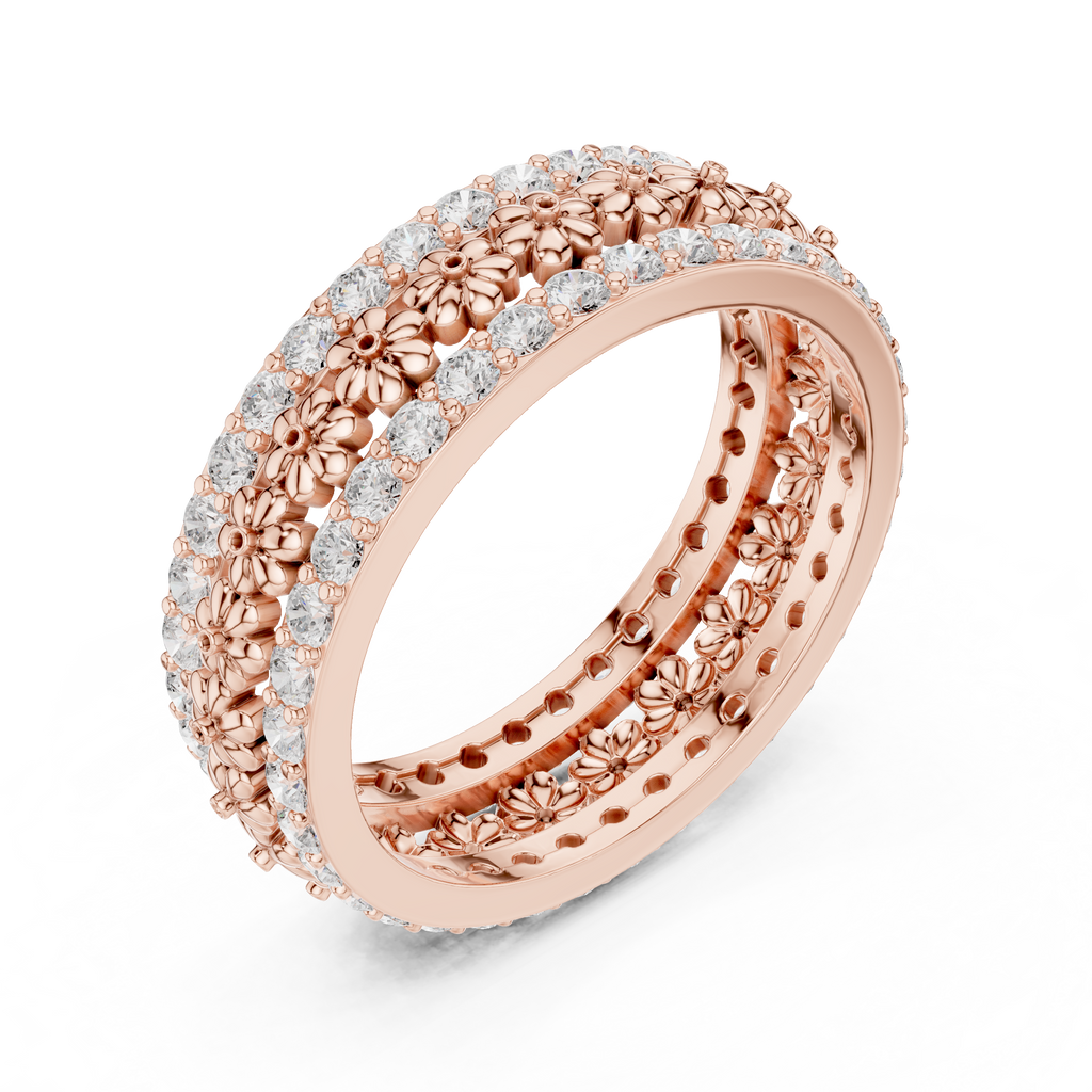 Floral Diamond Eternity Band in Rose Gold