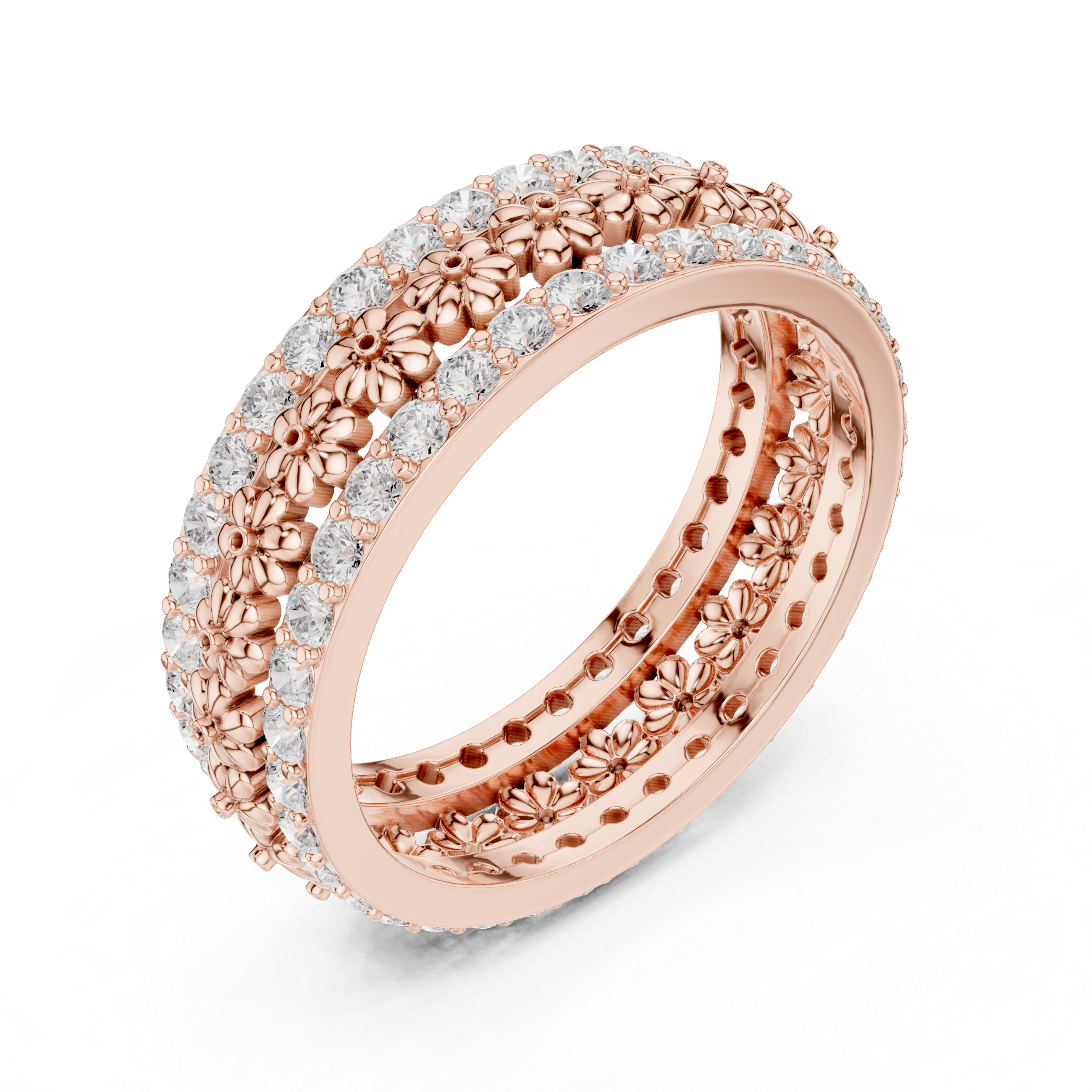 Floral Diamond Eternity Band in Rose Gold