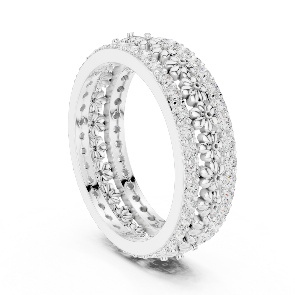 Floral Diamond Eternity Band in Rose Gold