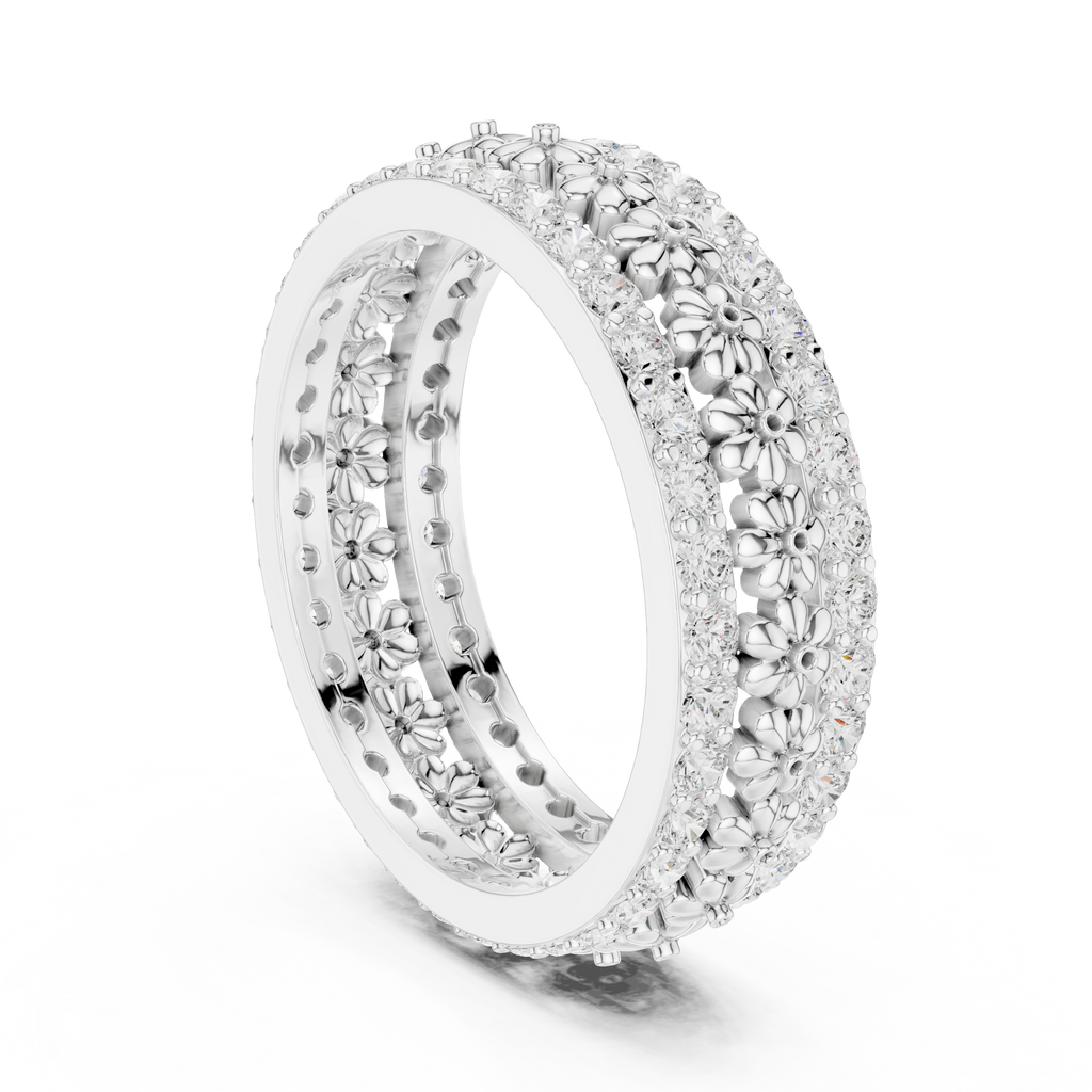 Floral Diamond Eternity Band in Rose Gold