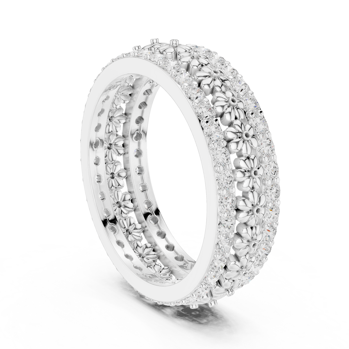 Floral Diamond Eternity Band – view 2 of 12, lab grown diamond band | Jewelix Atelier