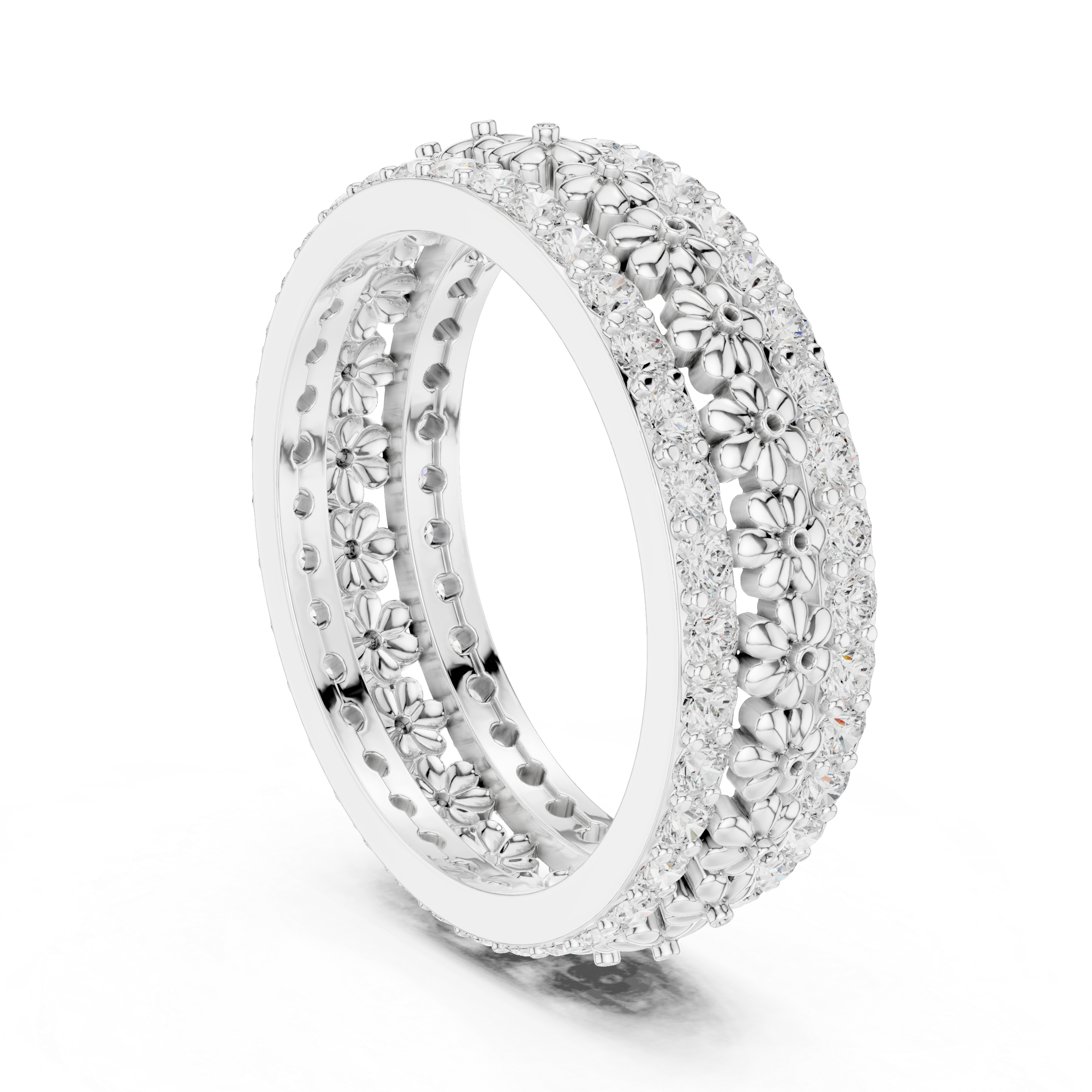 Floral Diamond Eternity Band in Rose Gold