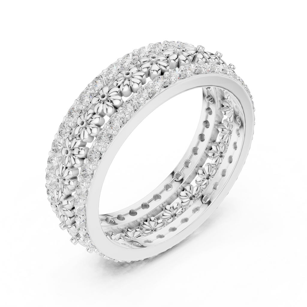 Floral Diamond Eternity Band in Rose Gold