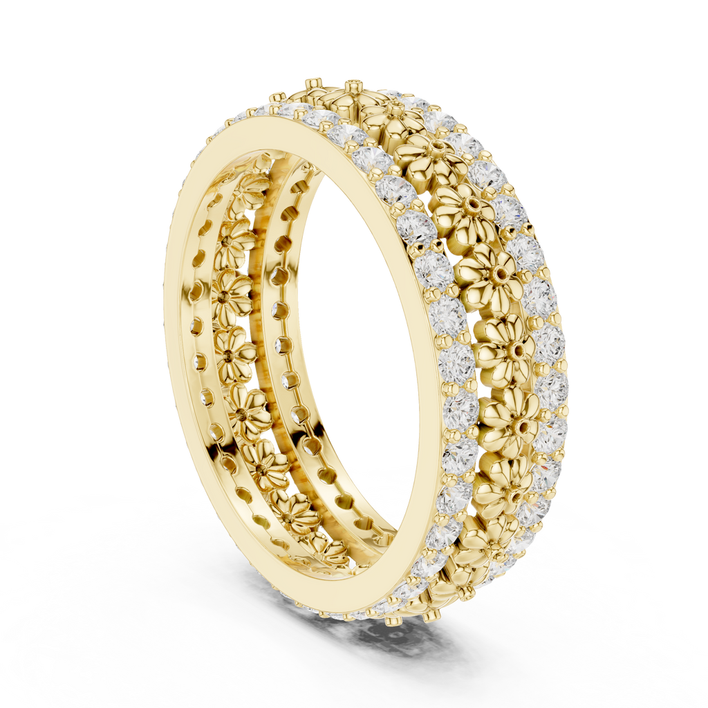 Floral Diamond Eternity Band in Rose Gold