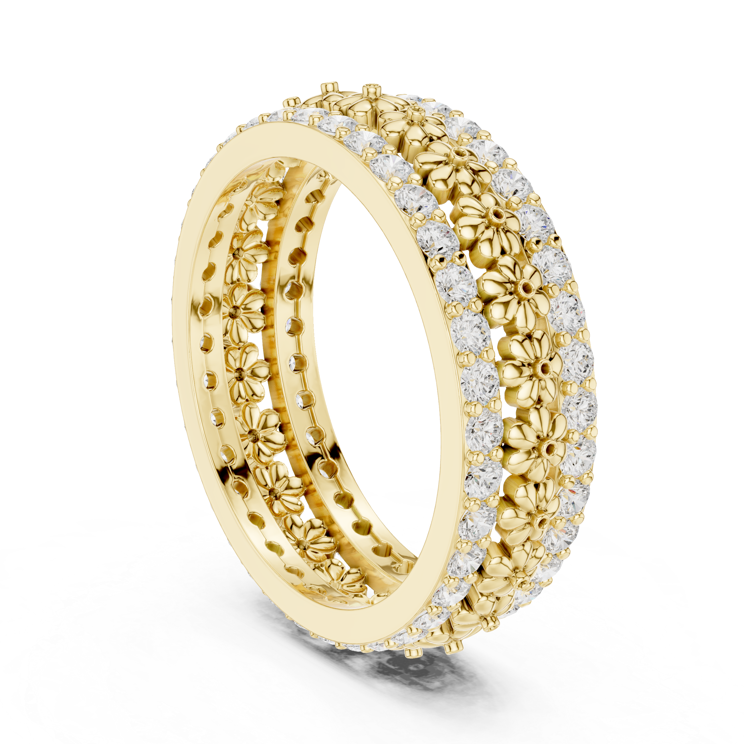 Floral Diamond Eternity Band in Rose Gold