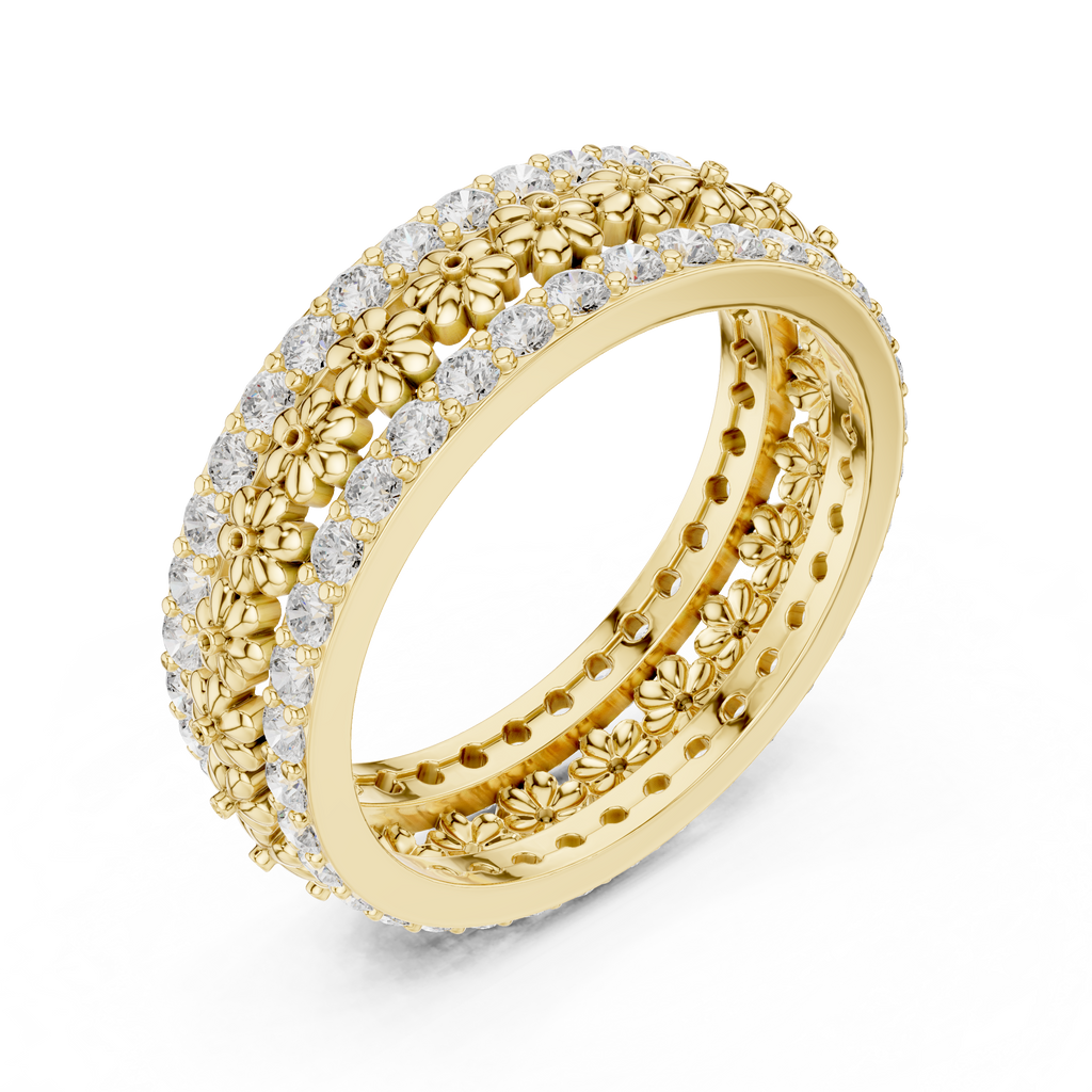 Floral Diamond Eternity Band in Rose Gold