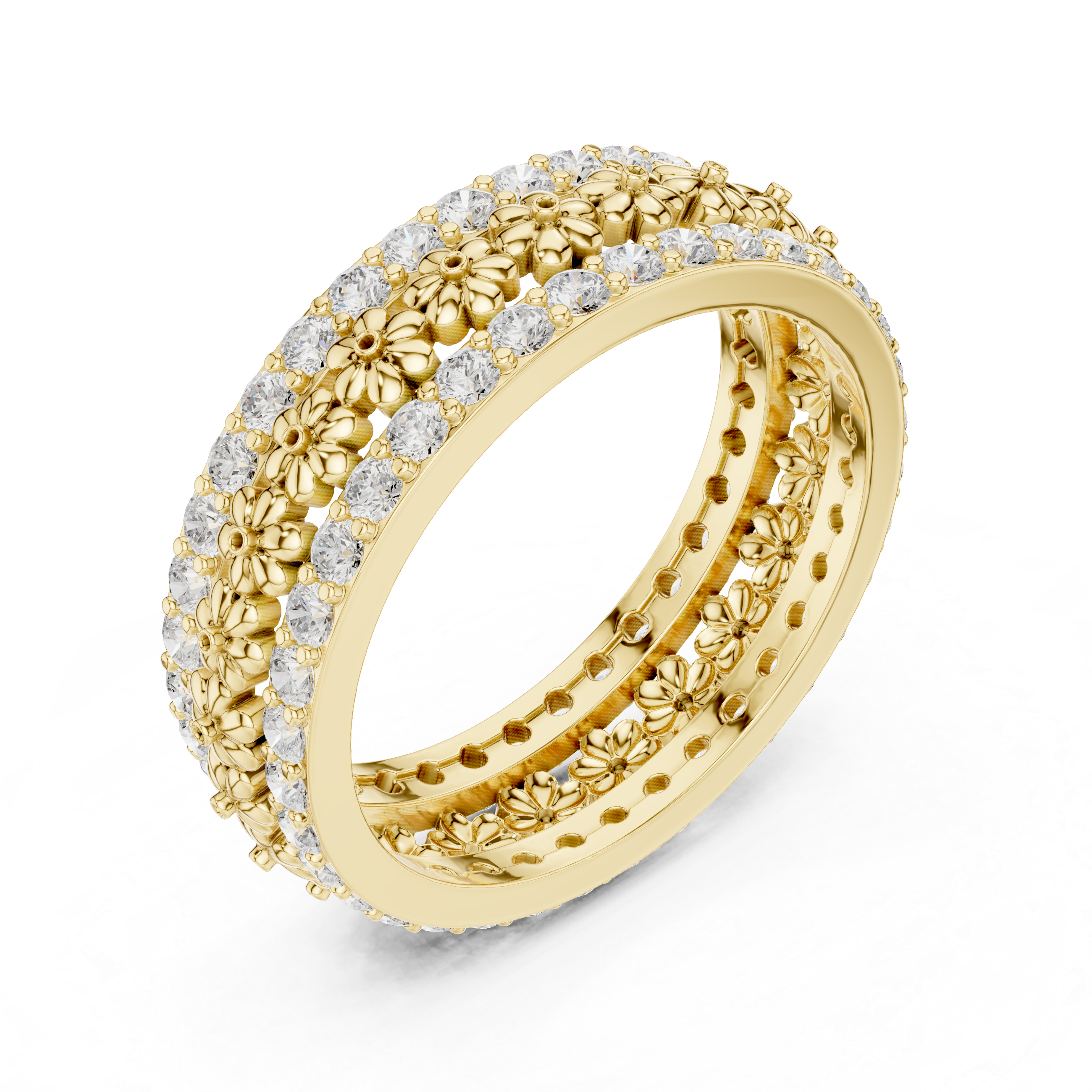 Floral Diamond Eternity Band in Rose Gold