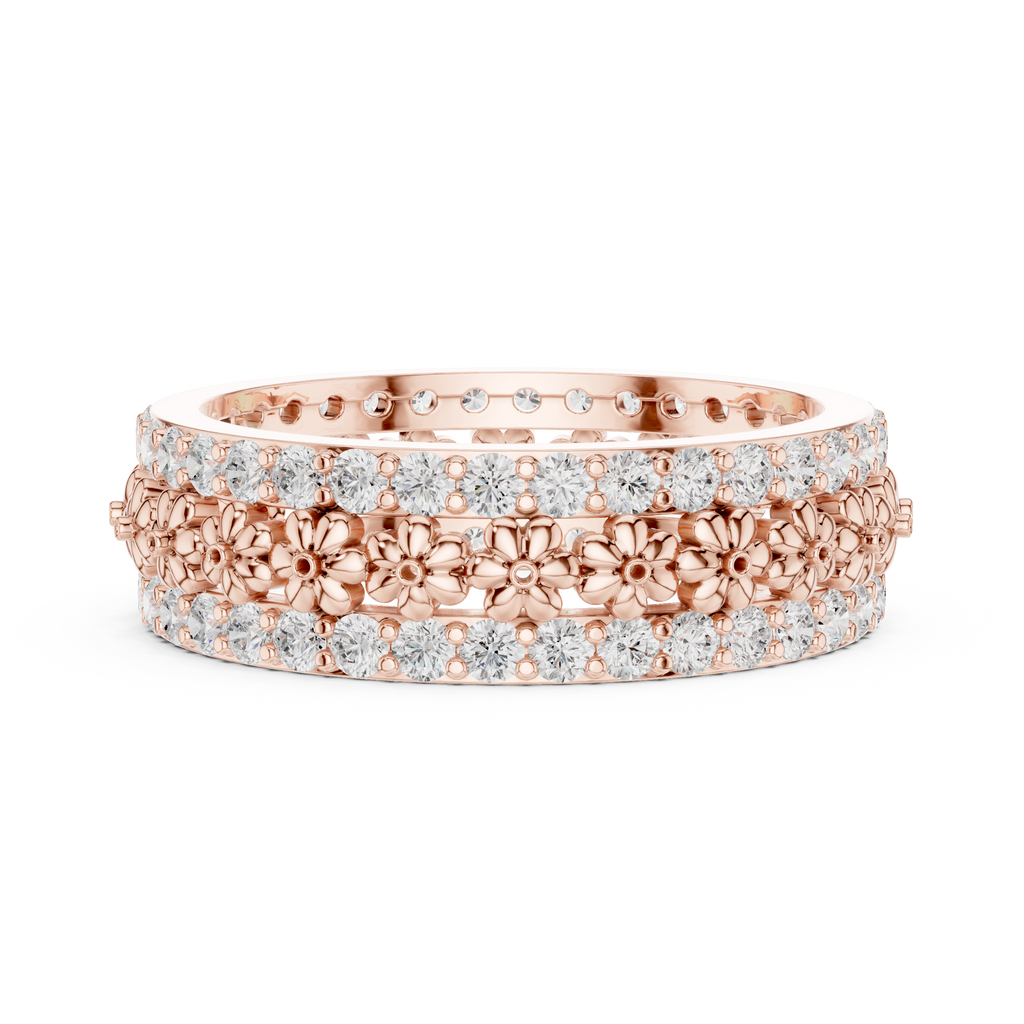 Floral Diamond Eternity Band in Rose Gold