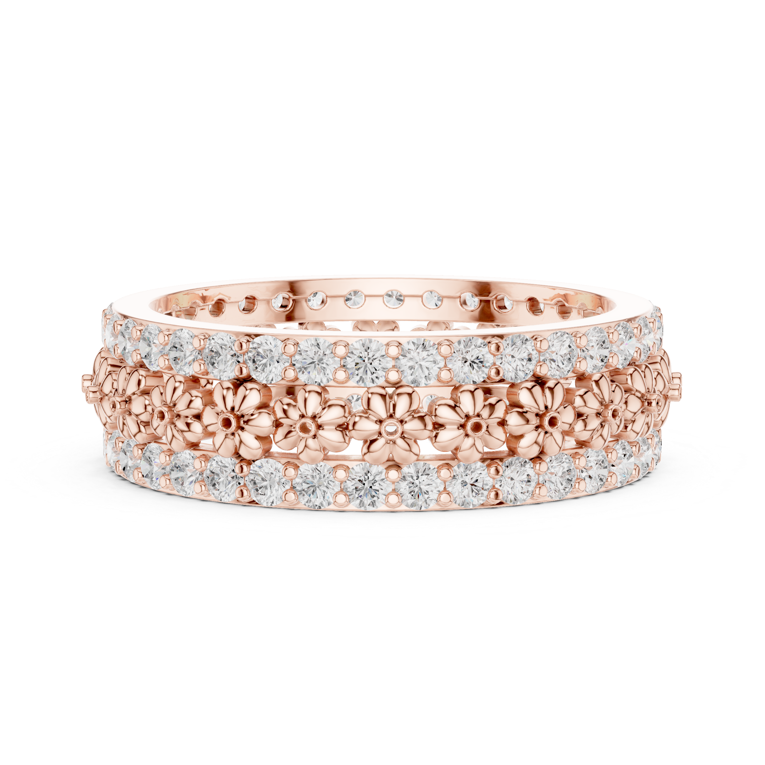 Floral Diamond Eternity Band in Rose Gold