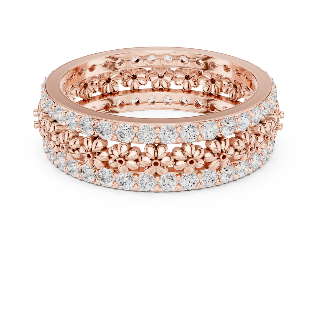 Floral Diamond Eternity Band in Rose Gold
