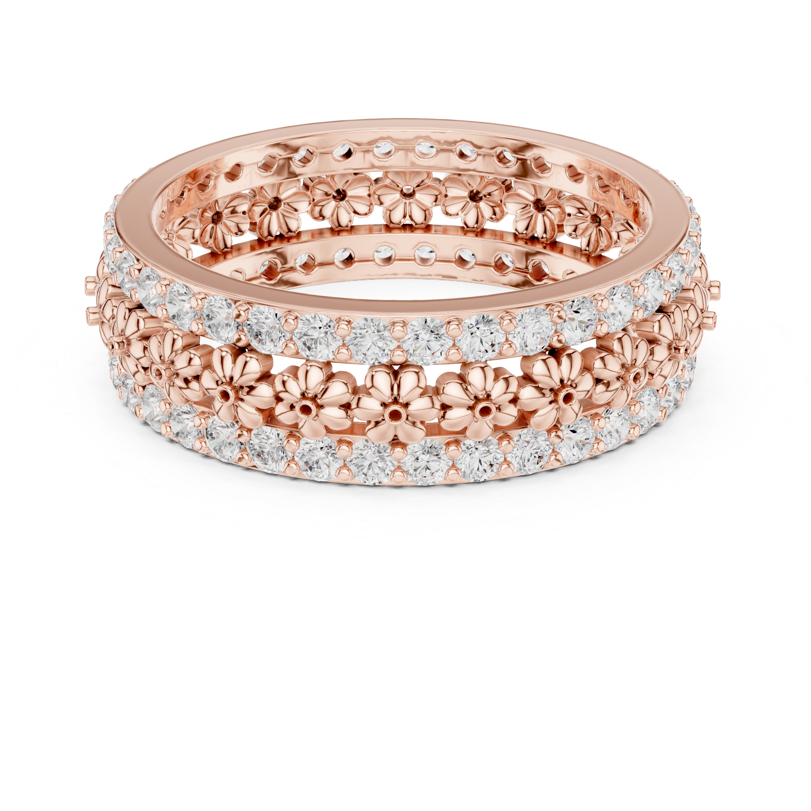 Floral Diamond Eternity Band in Rose Gold