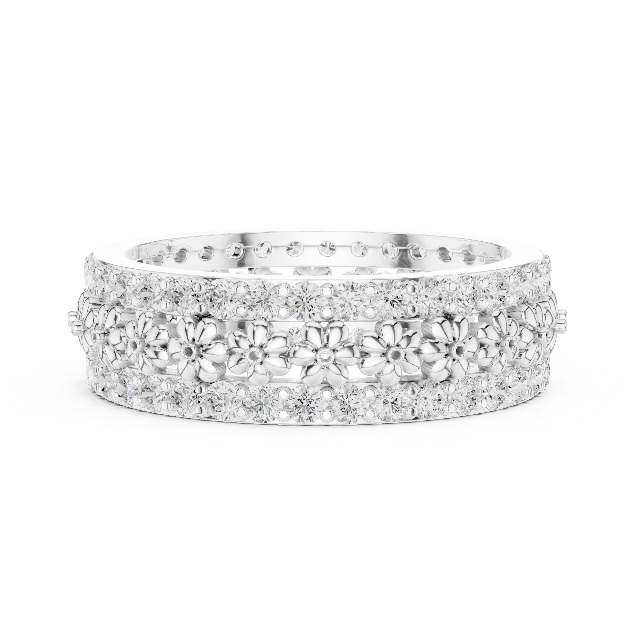 Floral Diamond Eternity Band in Rose Gold