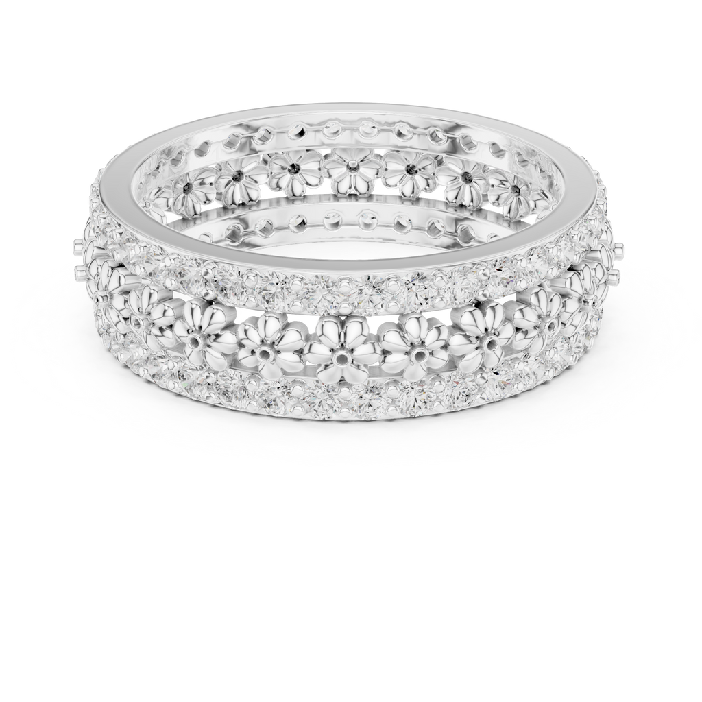 Floral Diamond Eternity Band in Rose Gold