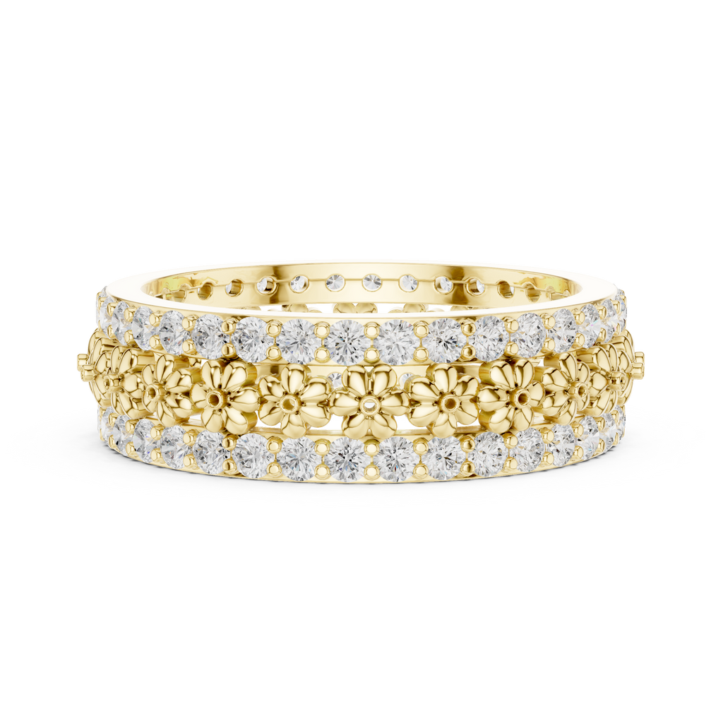 Floral Diamond Eternity Band in Rose Gold