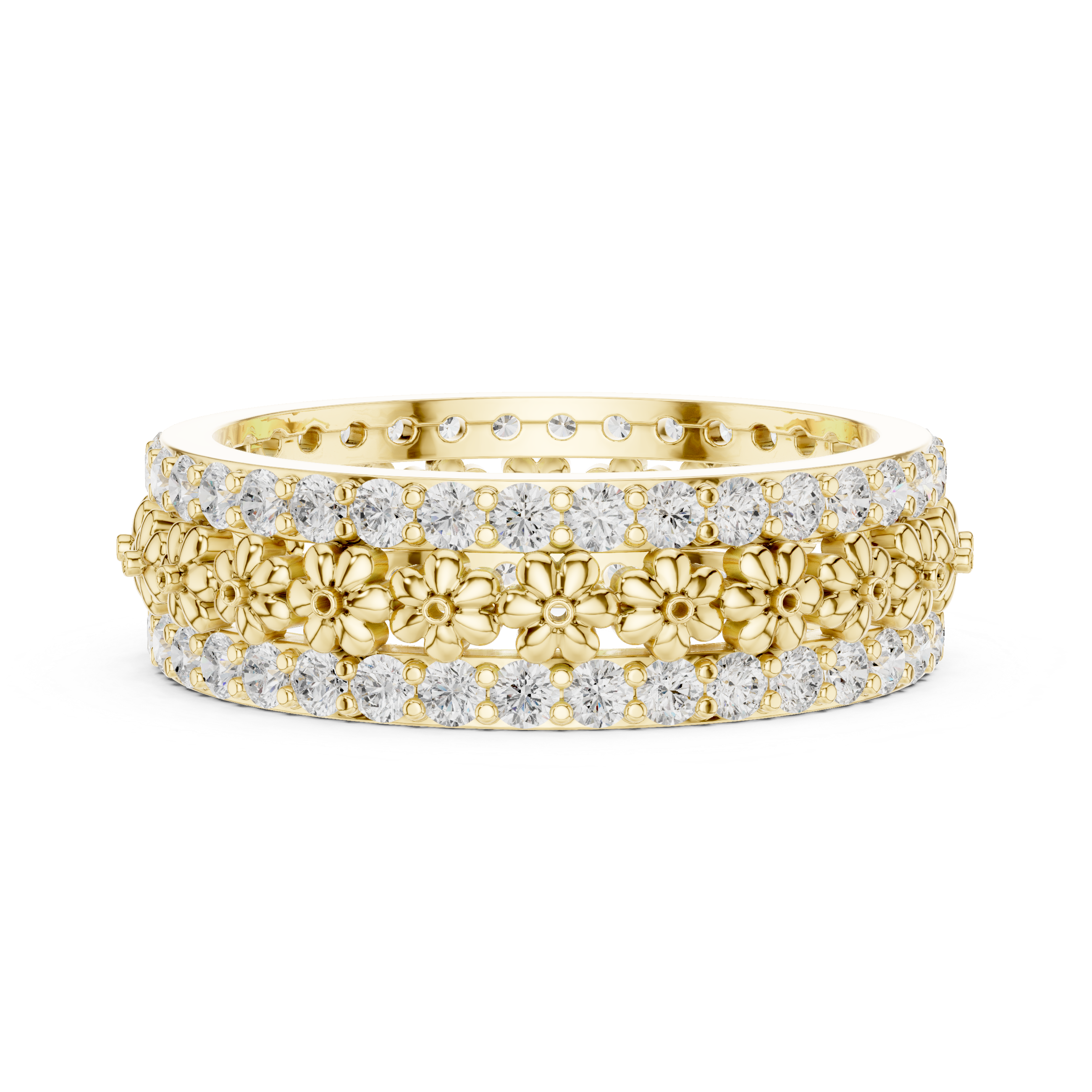 Floral Diamond Eternity Band in Rose Gold