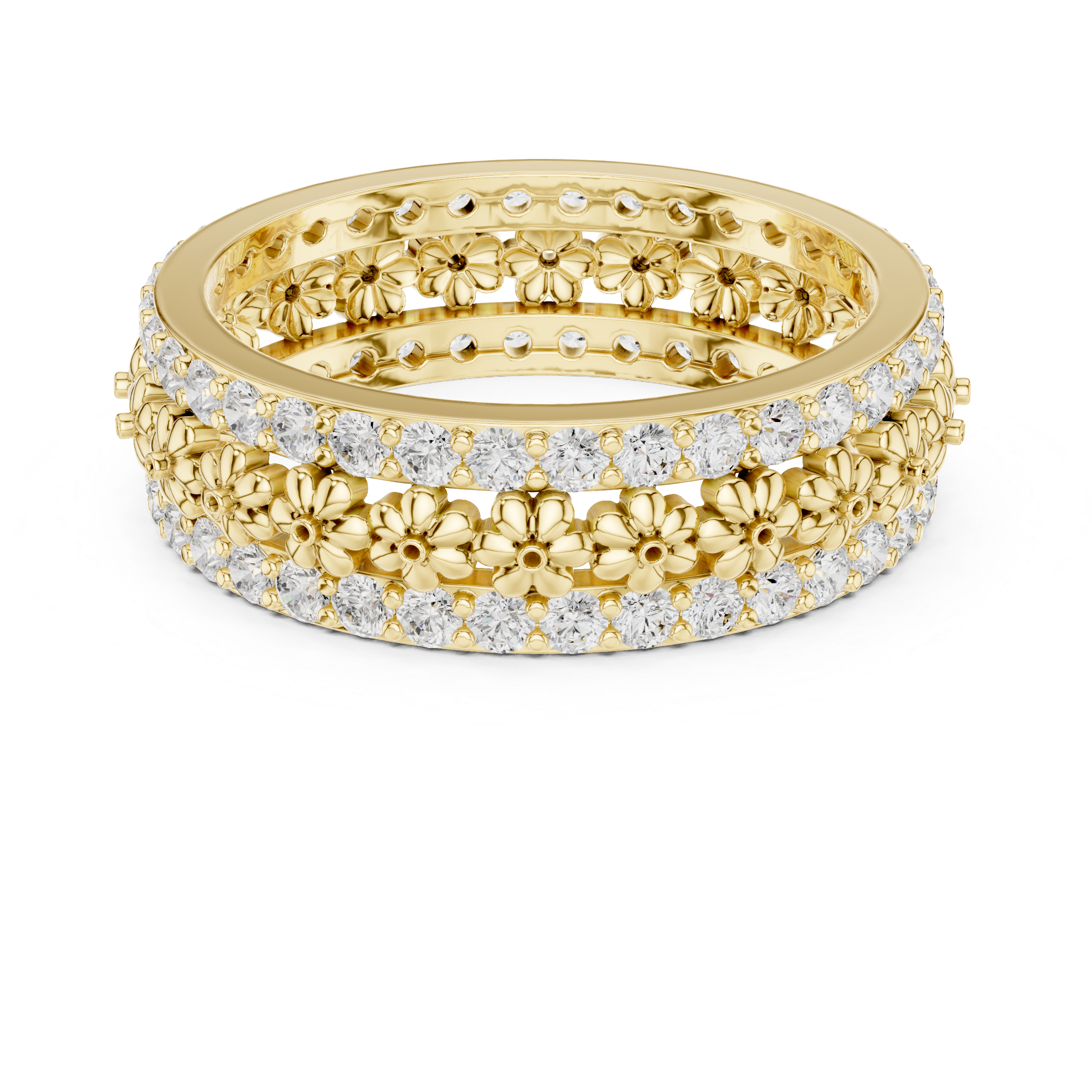 Floral Diamond Eternity Band in Rose Gold